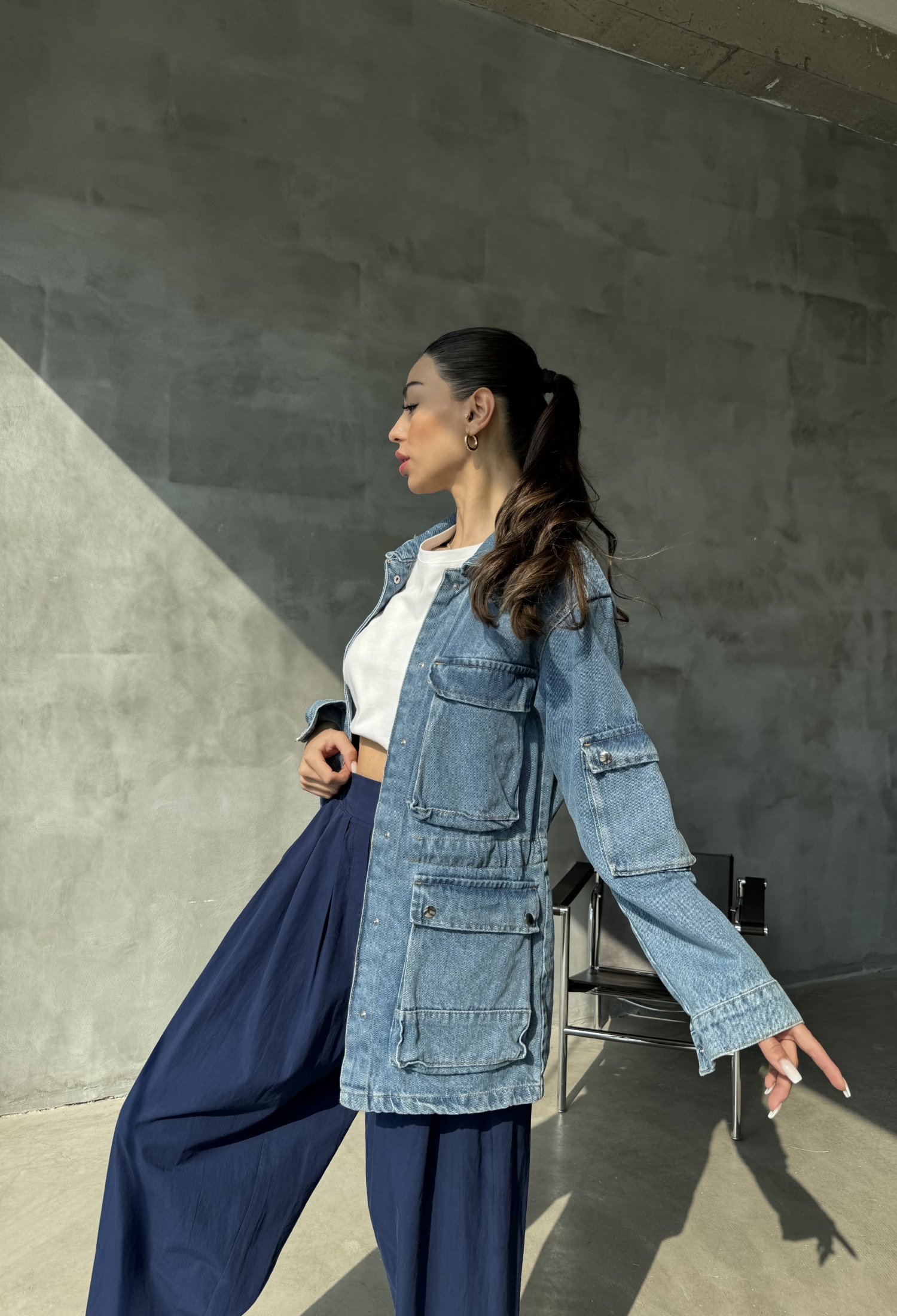 Multi-Pocket Denim Jacket - Blue - Brand: Cream Rouge - Women & Kids, Baby Clothes Wholesale - TheBS Women