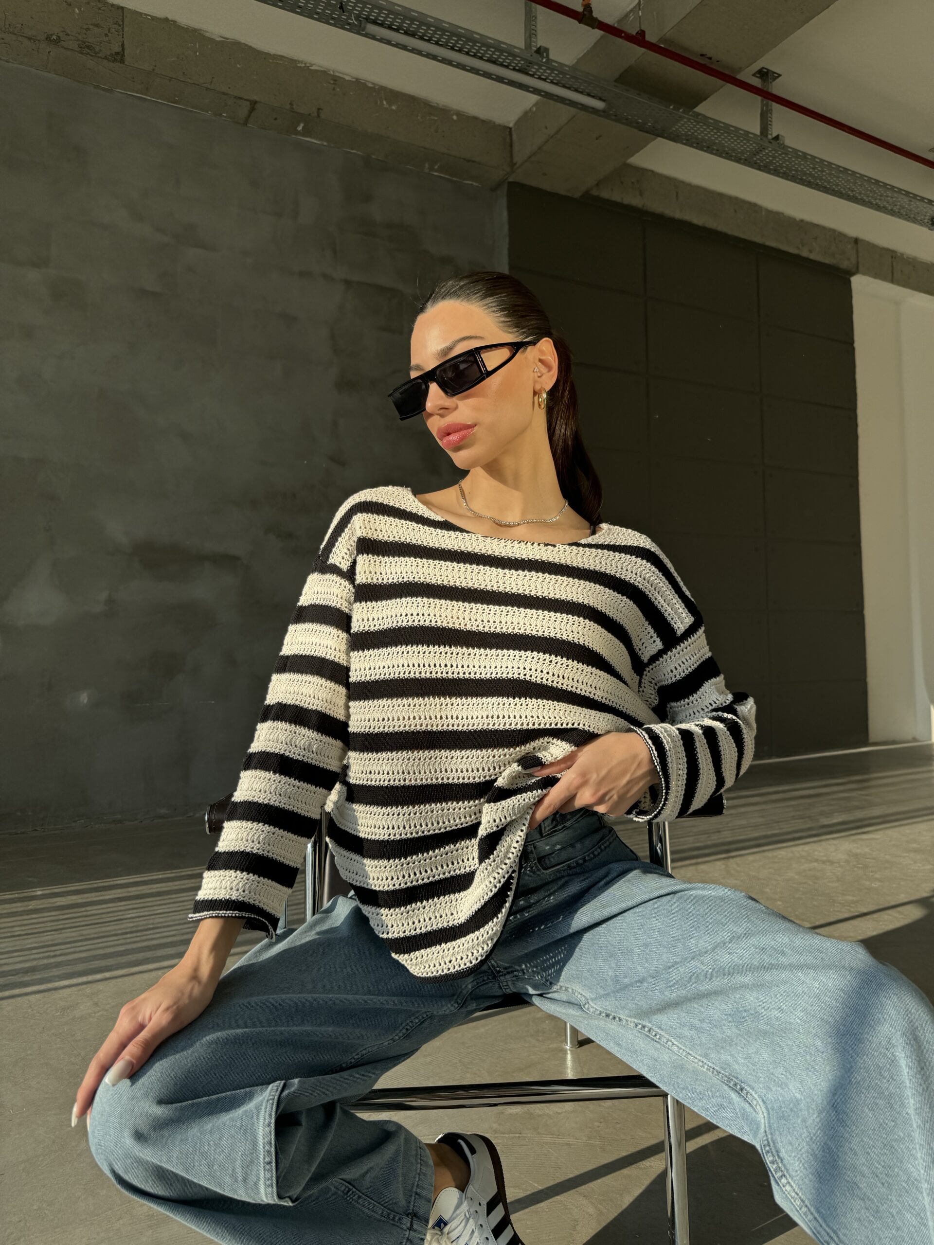 Striped Tunic – Black & Cream – Brand: Cream Rouge – Women & Kids, Baby Clothes Wholesale – TheBS Women