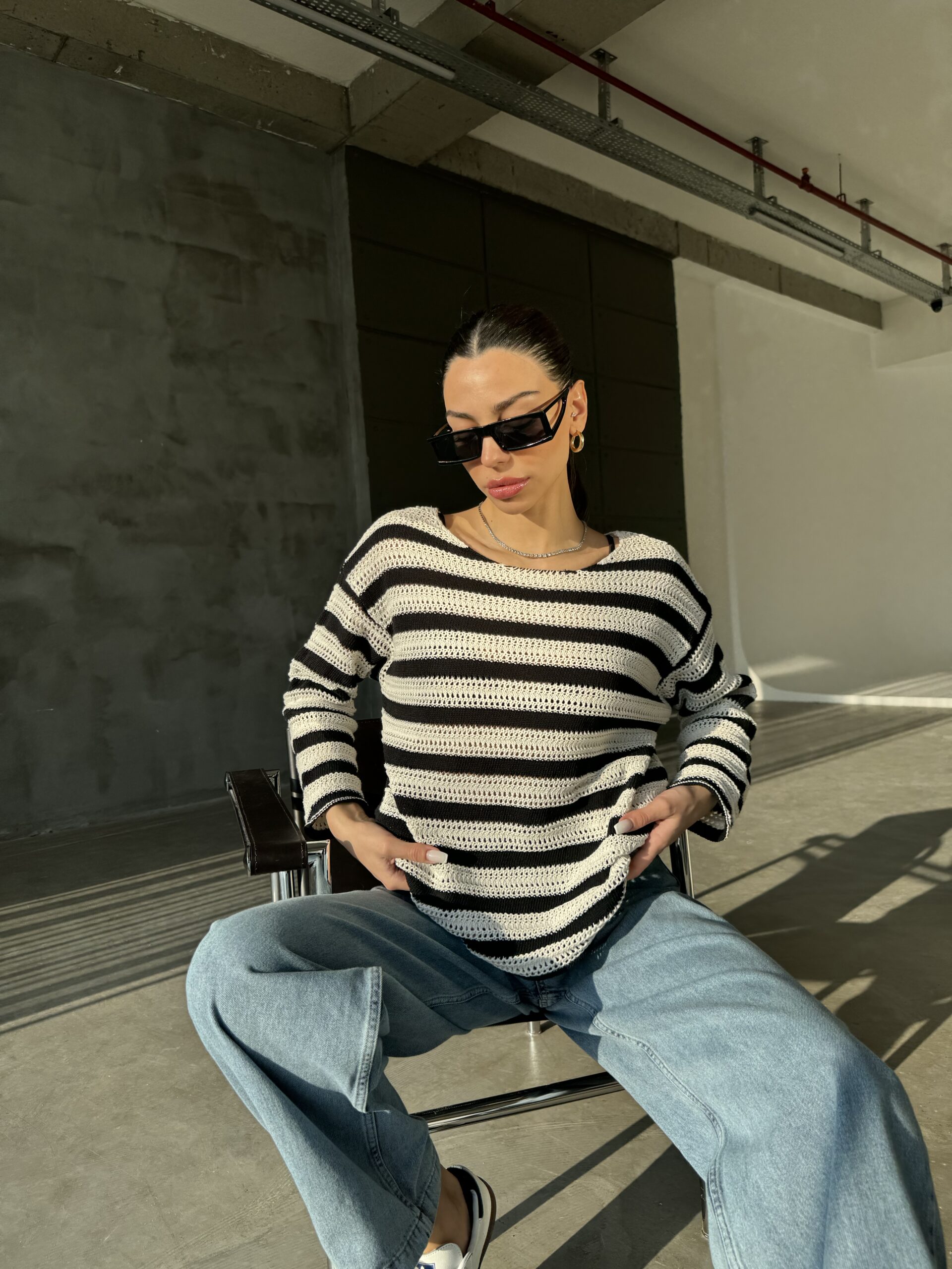 Striped Tunic – Black & Cream – Brand: Cream Rouge – Women & Kids, Baby Clothes Wholesale – TheBS Women