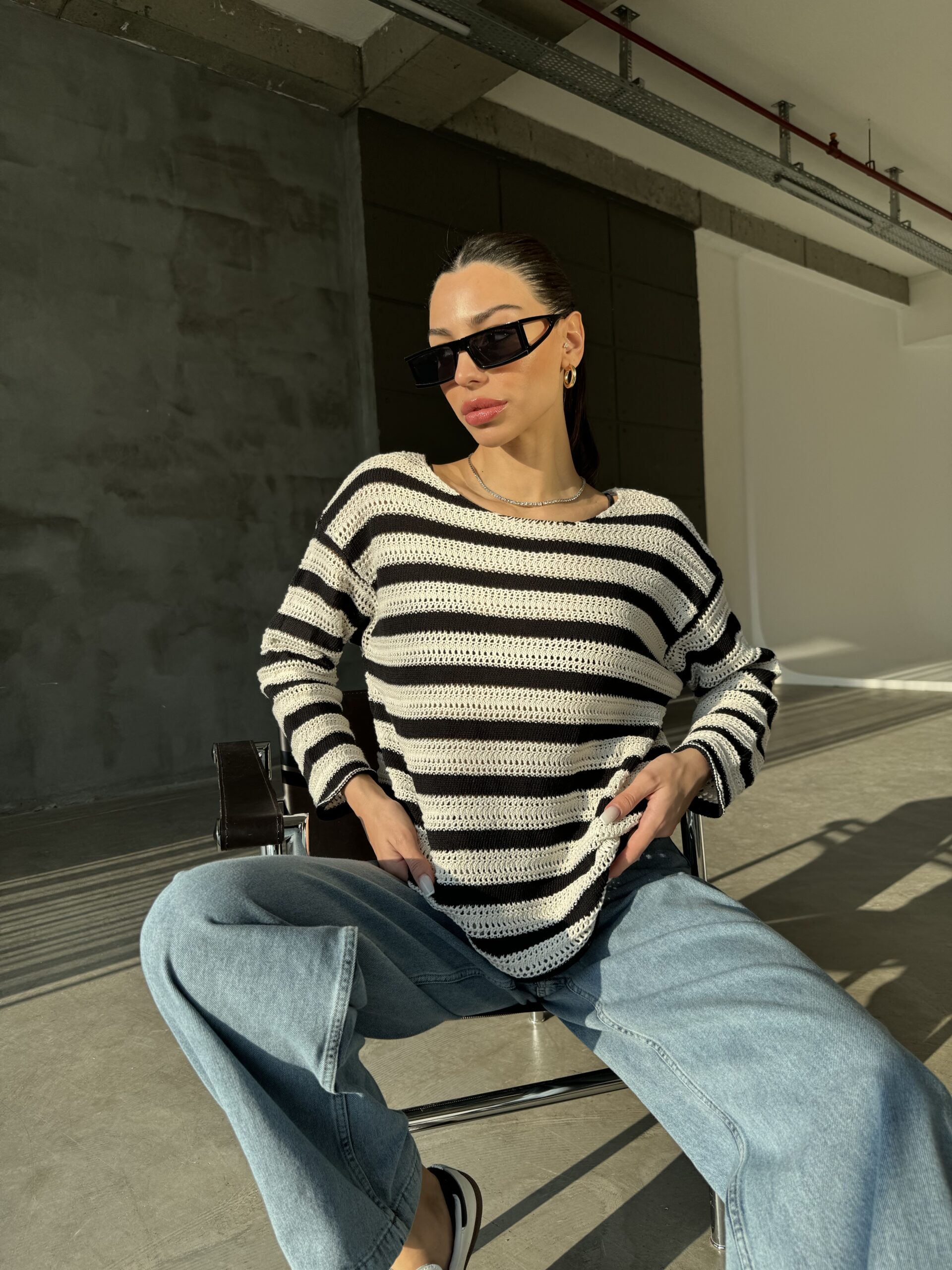 Striped Tunic – Black & Cream – Brand: Cream Rouge – Women & Kids, Baby Clothes Wholesale – TheBS Women