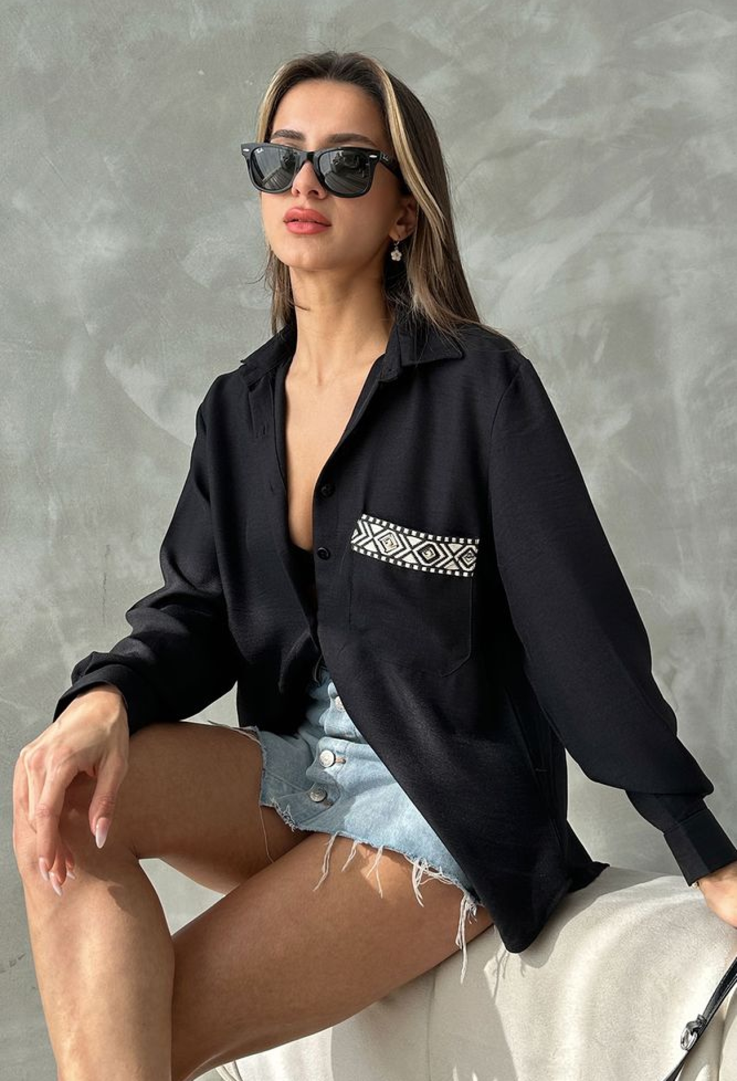 Pocket Detailed Linen Shirt - Brand: Topshow - Women & Kids, Baby Clothes Wholesale - TheBS Women