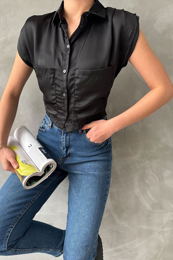 Zero Sleeve Satin Above The Belly Shirt – Brand: Topshow – Women & Kids, Baby Clothes Wholesale – TheBS Women