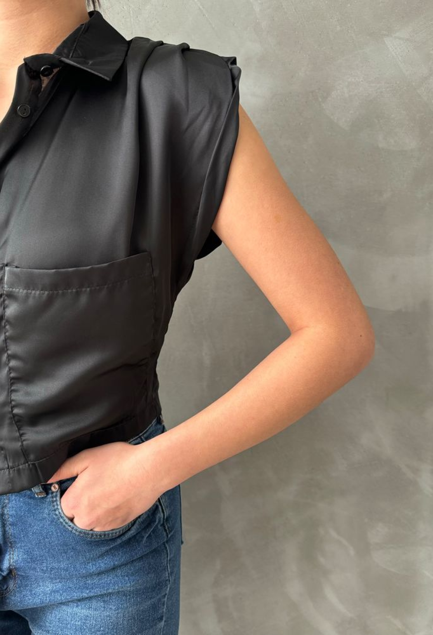 Zero Sleeve Satin Above The Belly Shirt - Brand: Topshow - Women & Kids, Baby Clothes Wholesale - TheBS Women