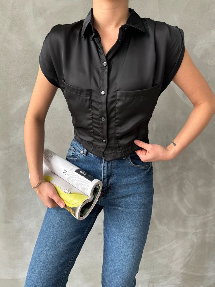 Zero Sleeve Satin Above The Belly Shirt – Brand: Topshow – Women & Kids, Baby Clothes Wholesale – TheBS Women