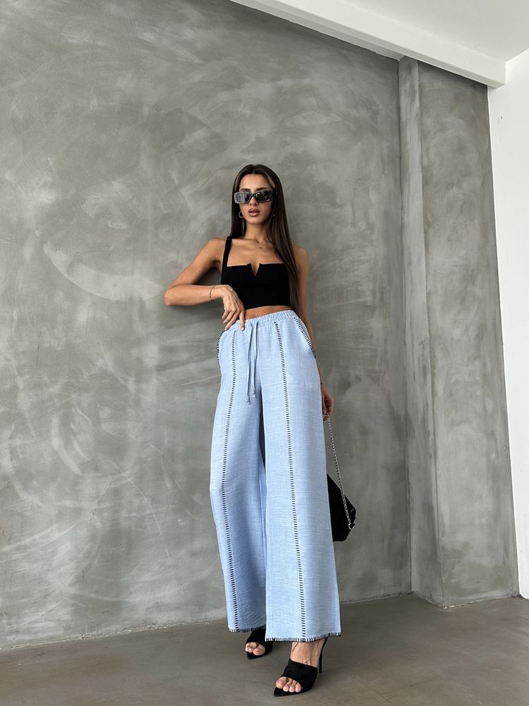 F 1675 Embroidered Linen Tube Leg Trousers – Brand: Topshow – Women & Kids, Baby Clothes Wholesale – TheBS Women