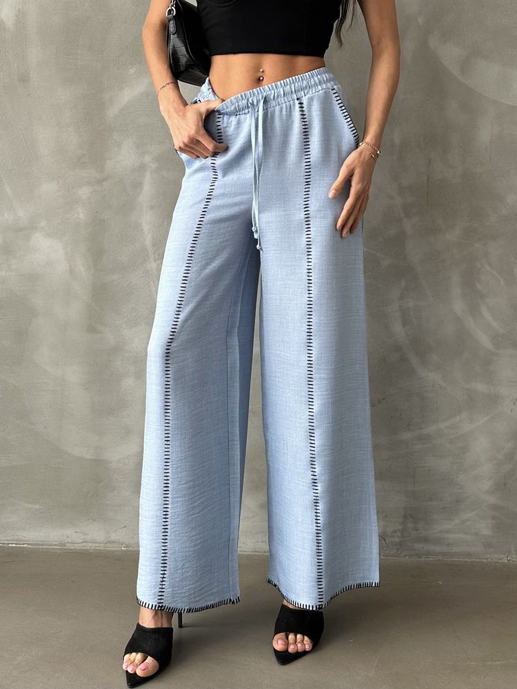 F 1675 Embroidered Linen Tube Leg Trousers – Brand: Topshow – Women & Kids, Baby Clothes Wholesale – TheBS Women