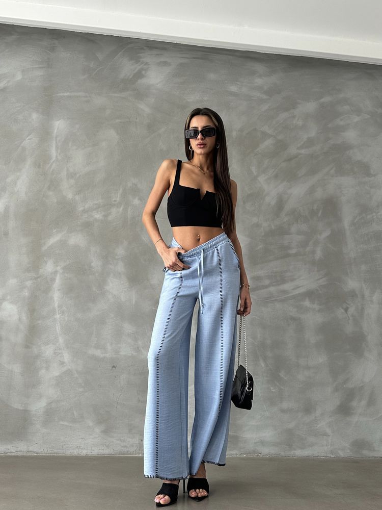 F 1675 Embroidered Linen Tube Leg Trousers – Brand: Topshow – Women & Kids, Baby Clothes Wholesale – TheBS Women