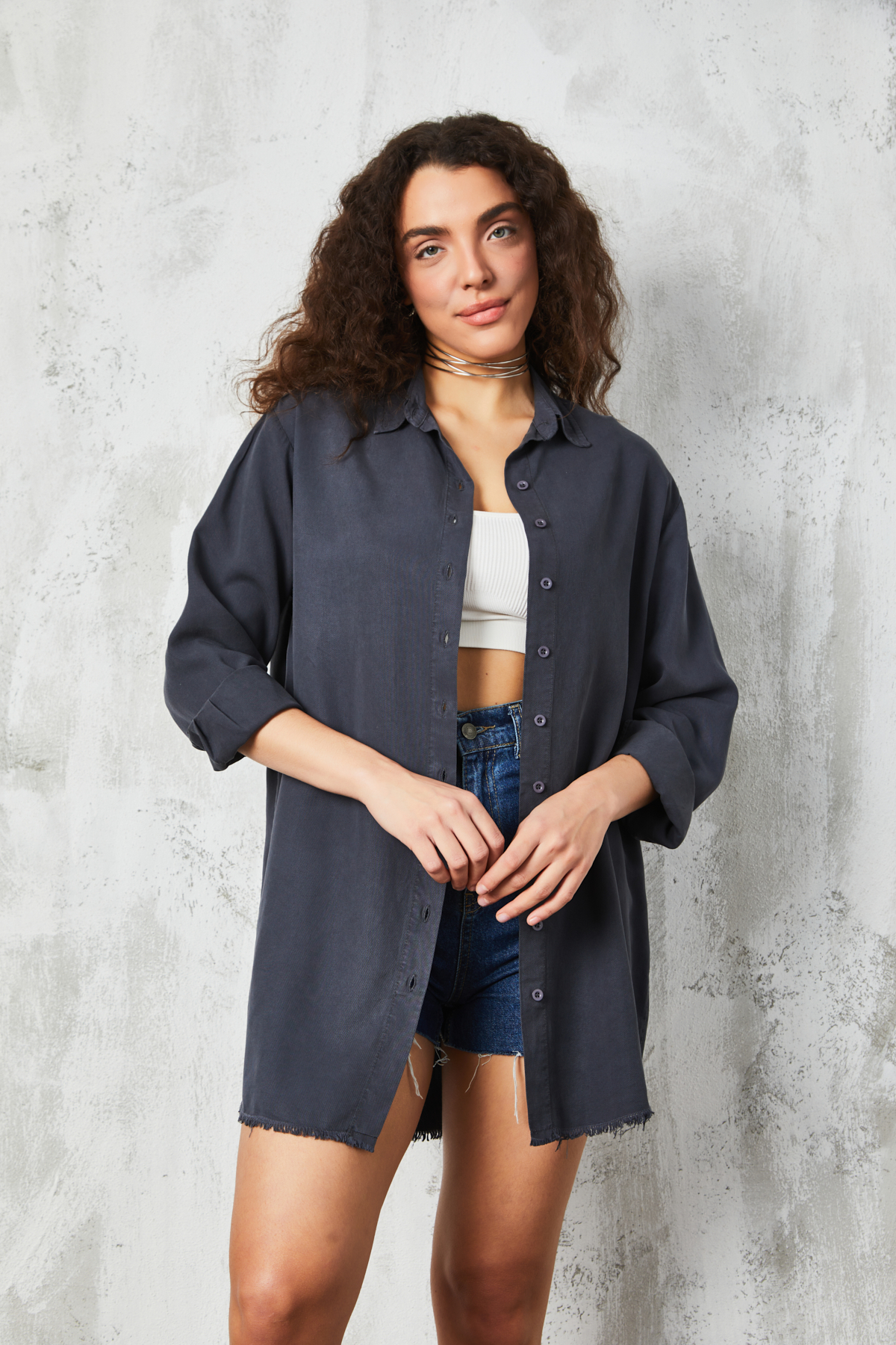 Anthracite Basic Tencel Shirt – Brand: First Angels – Women & Kids, Baby Clothes Wholesale – TheBS Women