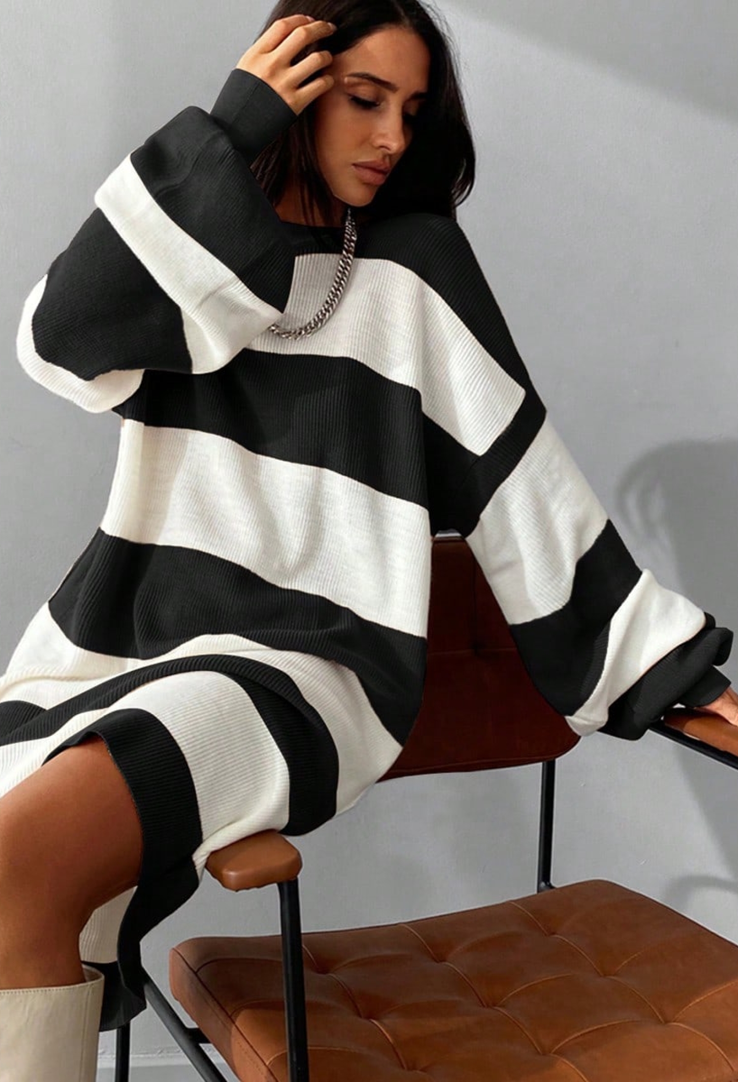 Striped Balloon Sleeve Dress - Brand: My Fashion - Women & Kids, Baby Clothes Wholesale - TheBS Women