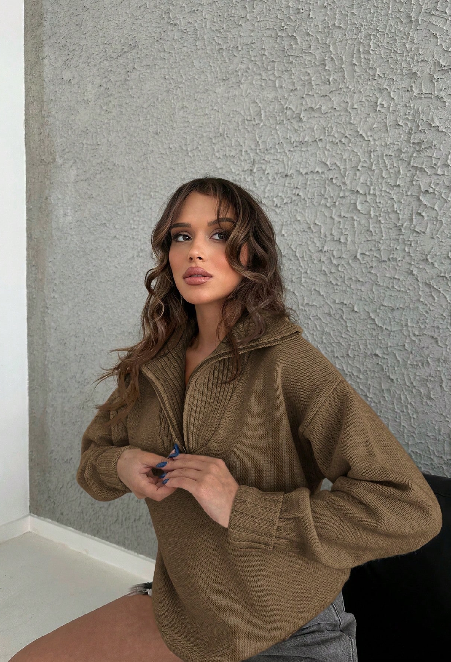 Zipper Collar Sweater - Brand: My Fashion - Women & Kids, Baby Clothes Wholesale - TheBS Women