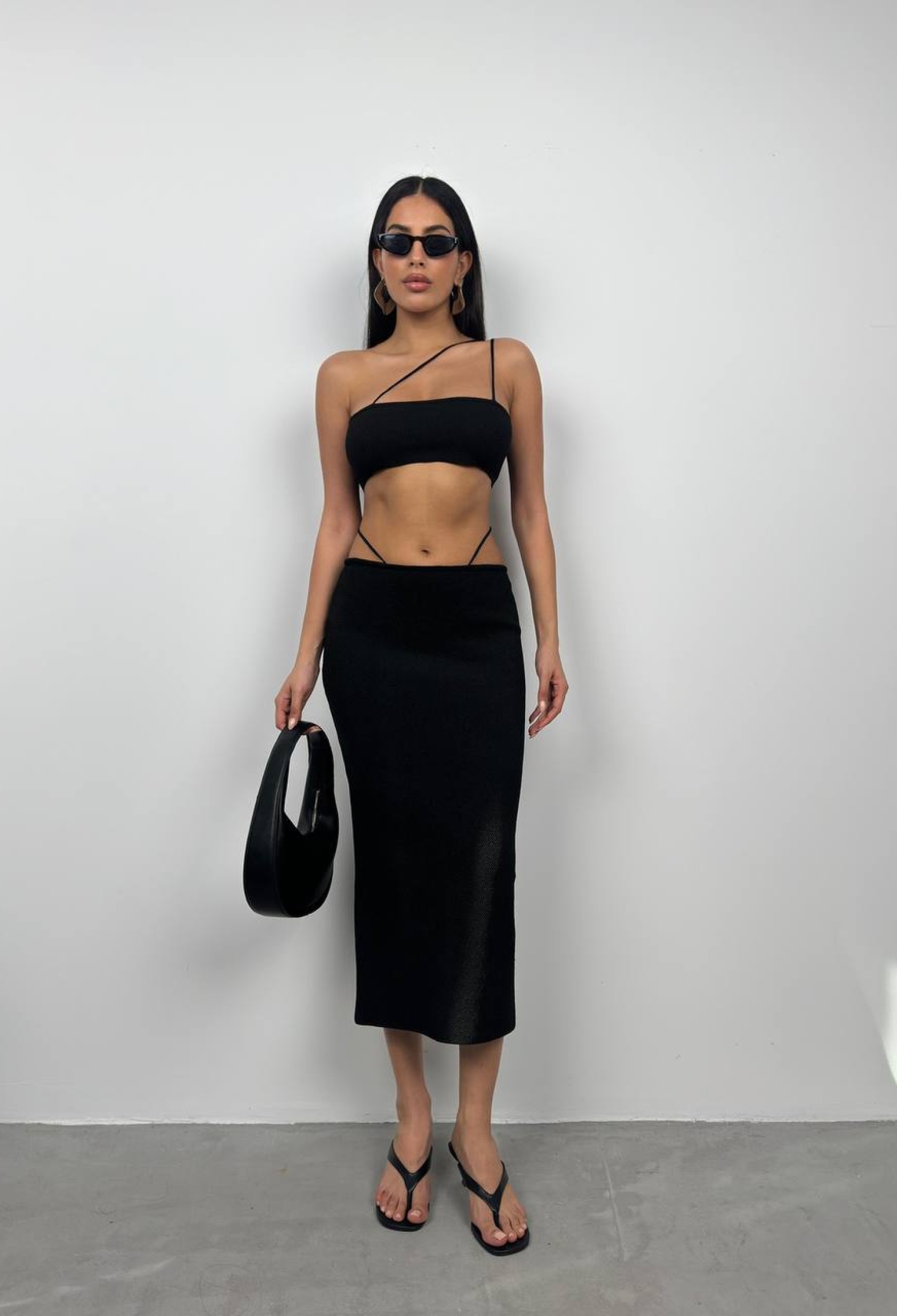 Textured Maxi Skirt With Rope Detail - Brand: Black Fashion - Women & Kids, Baby Clothes Wholesale - TheBS Women