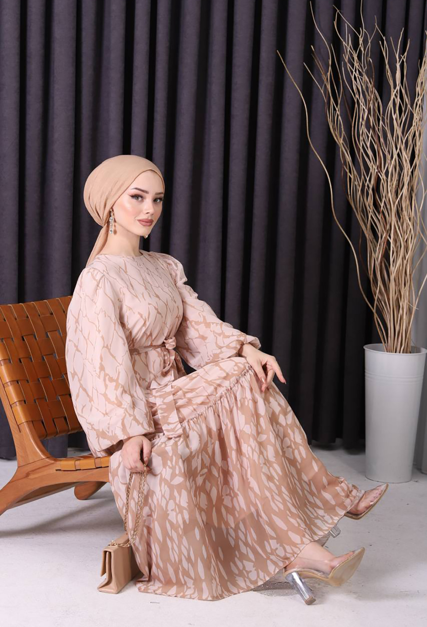 Chiffon Skirt Frilly Patterned Hijab Dress - Brand: Mode Roy - Women & Kids, Baby Clothes Wholesale - TheBS Women