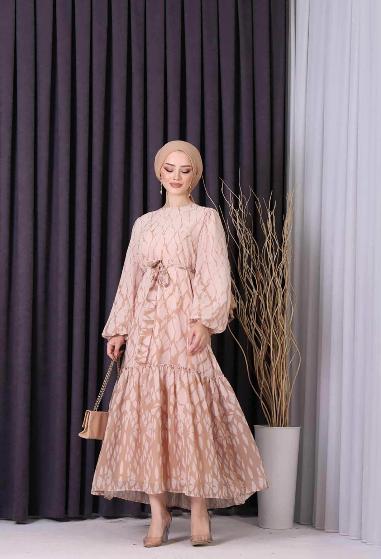 Chiffon Skirt Frilly Patterned Hijab Dress - Brand: Mode Roy - Women & Kids, Baby Clothes Wholesale - TheBS Women