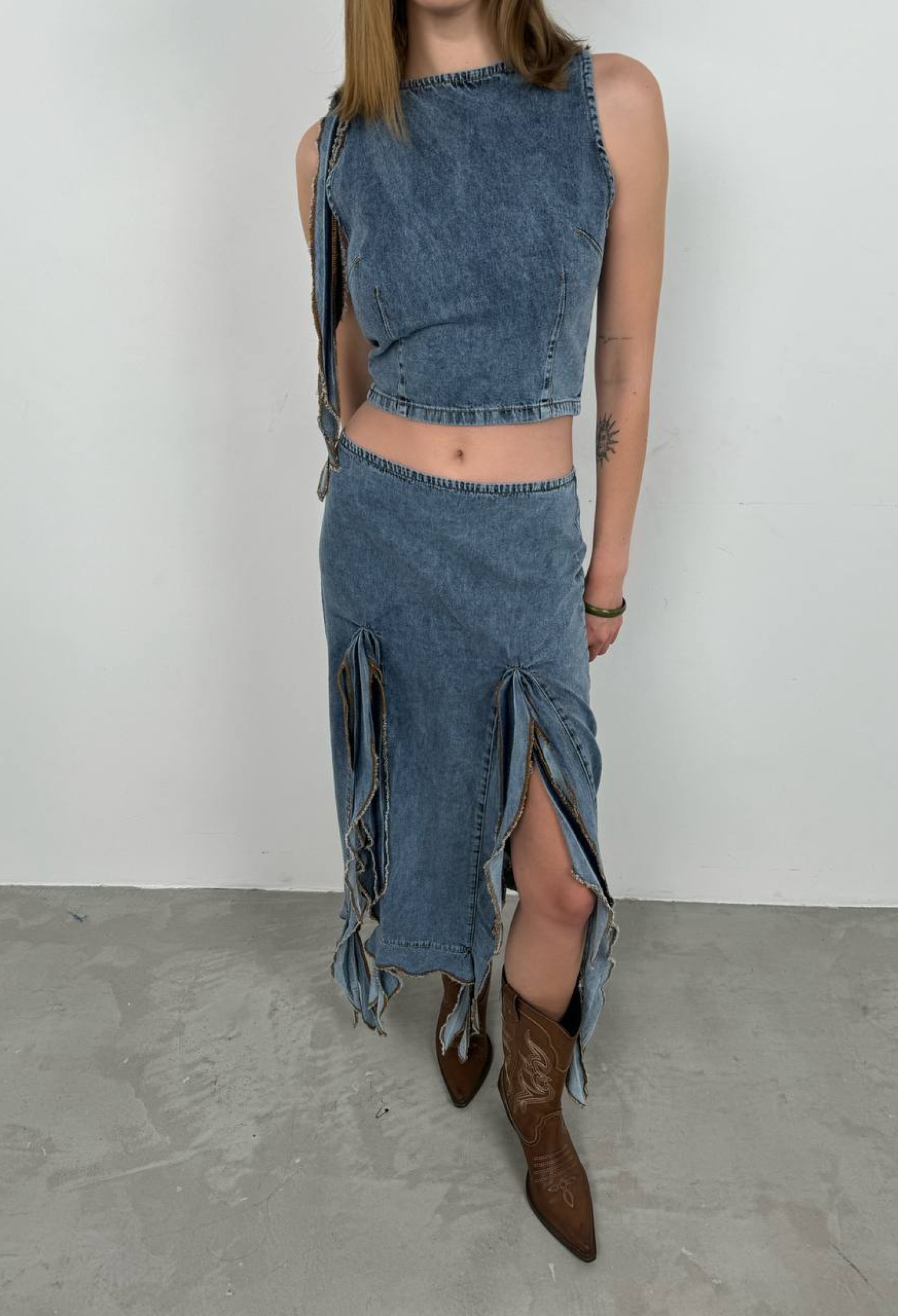 Ruffle Detail Denim Blouse - Light - Brand: Black Fashion - Women & Kids, Baby Clothes Wholesale - TheBS Women