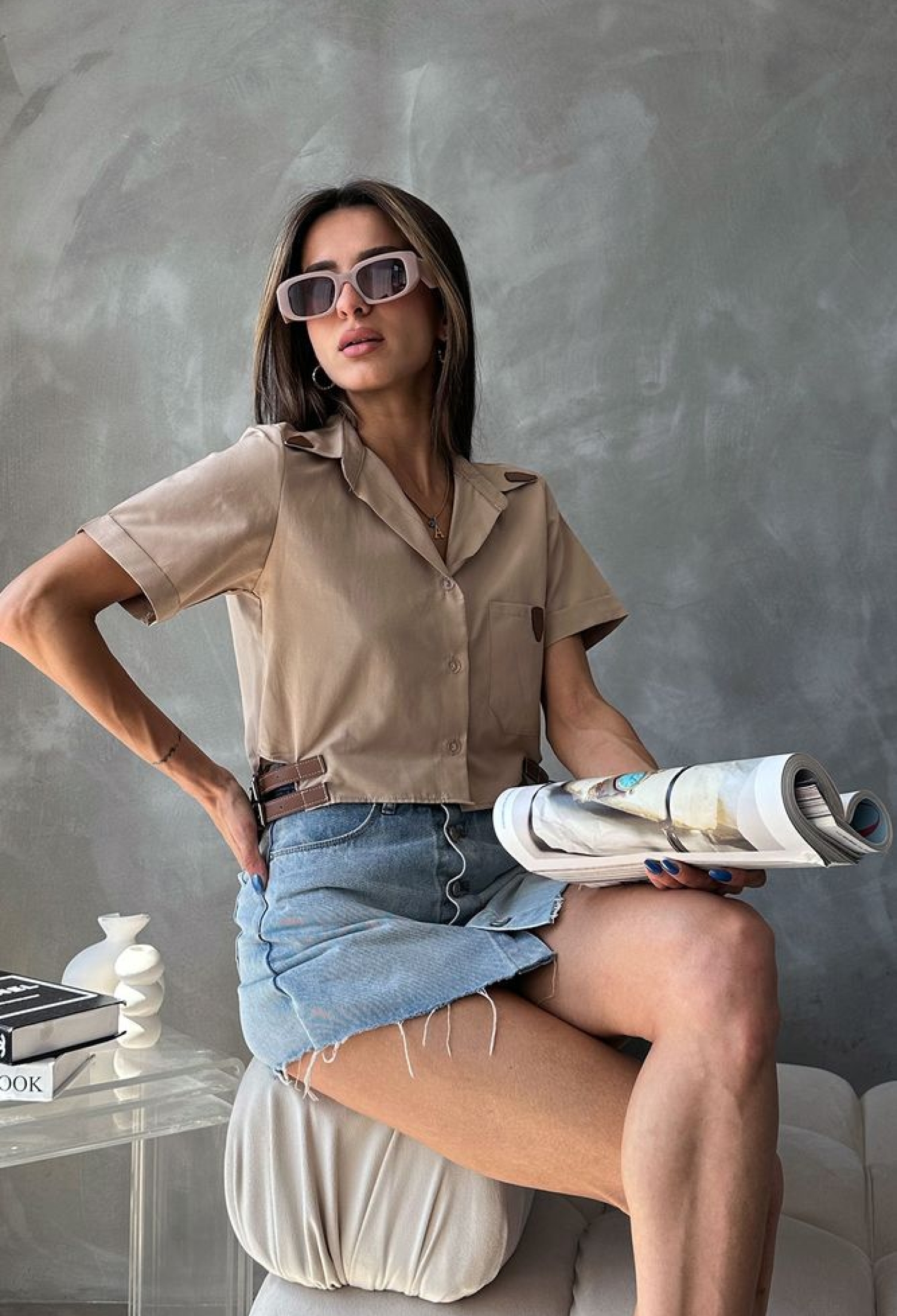 Belt Detailed Shirt - Brand: Topshow - Women & Kids, Baby Clothes Wholesale - TheBS Women