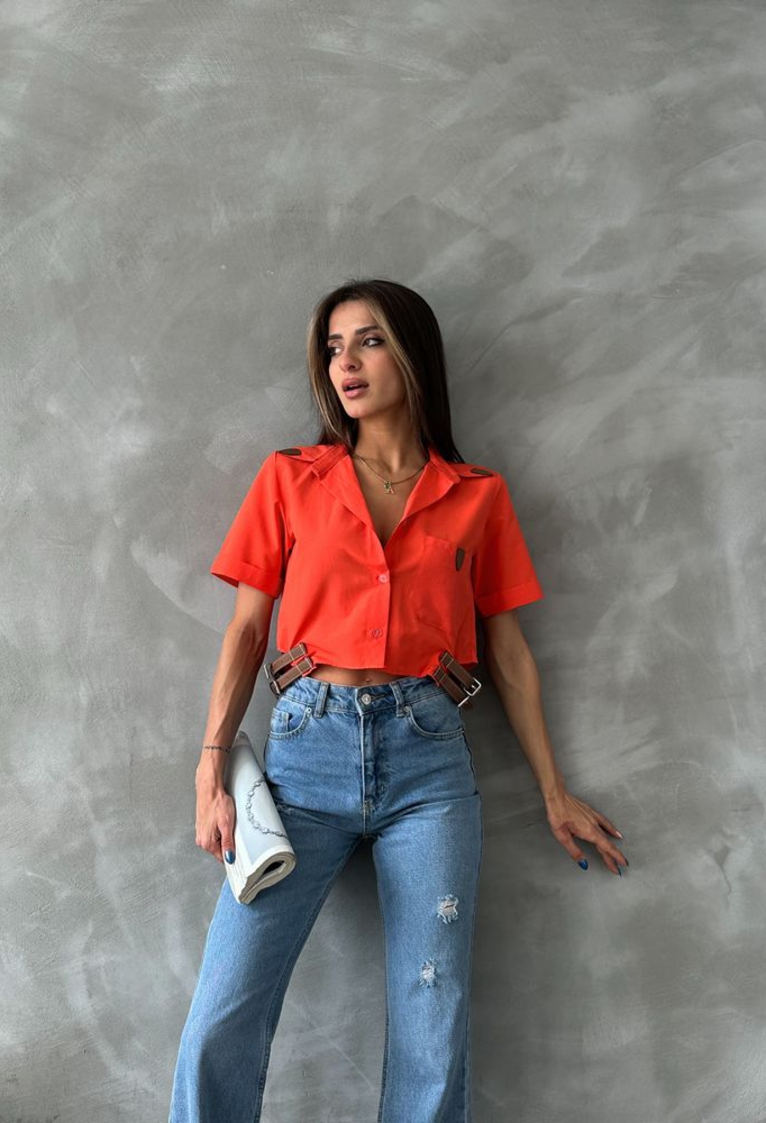 Belt Detailed Shirt - Brand: Topshow - Women & Kids, Baby Clothes Wholesale - TheBS Women