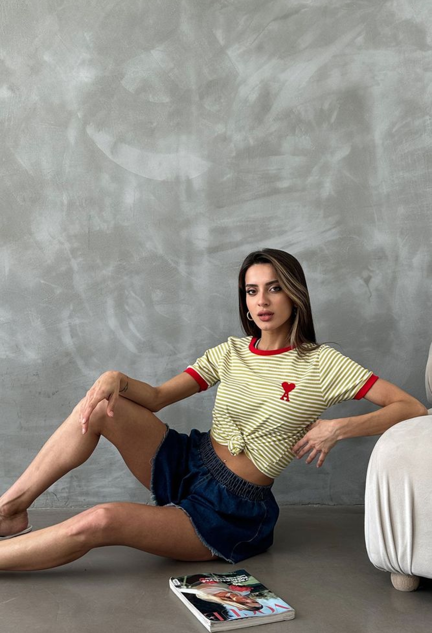 PeanutEmbroidered Striped T-Shirt - Brand: Topshow - Women & Kids, Baby Clothes Wholesale - TheBS Women