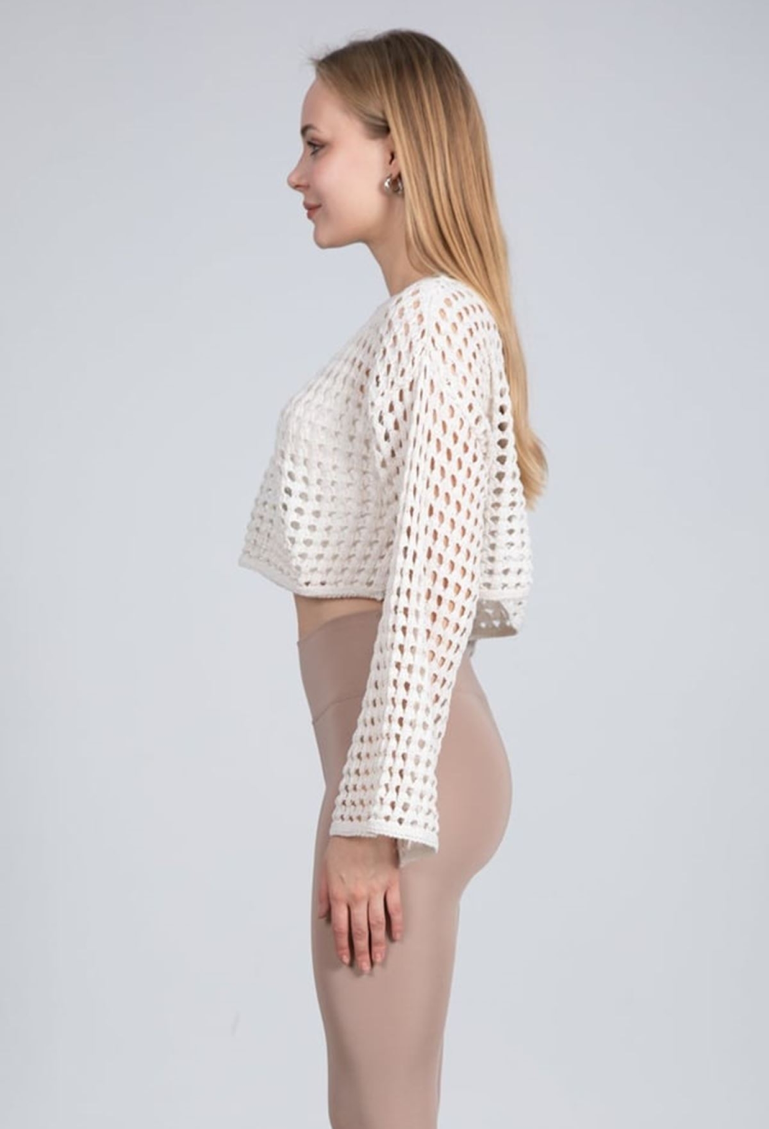 Crew Neck Openwork Crop Sweater - Brand: Maxi Modena - Women & Kids, Baby Clothes Wholesale - TheBS Women