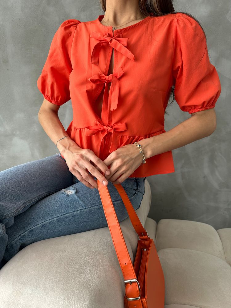 Oranj D 2699 Front Tied Poplin Blouse – Brand: Topshow – Women & Kids, Baby Clothes Wholesale – TheBS Women