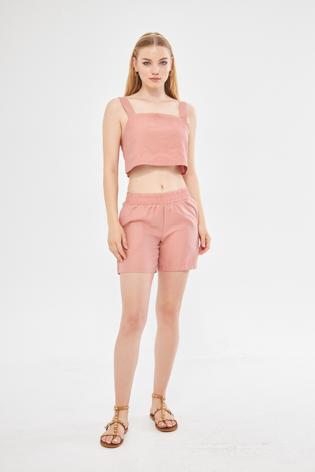 Nao Linen Set Square Neck Blouse In Pink - Brand: Evable - Women & Kids, Baby Clothes Wholesale - TheBS Women Nao Linen Set Square Neck Blouse In Pink - Brand: Evable - Women & Kids, Baby Clothes Wholesale - TheBS Women