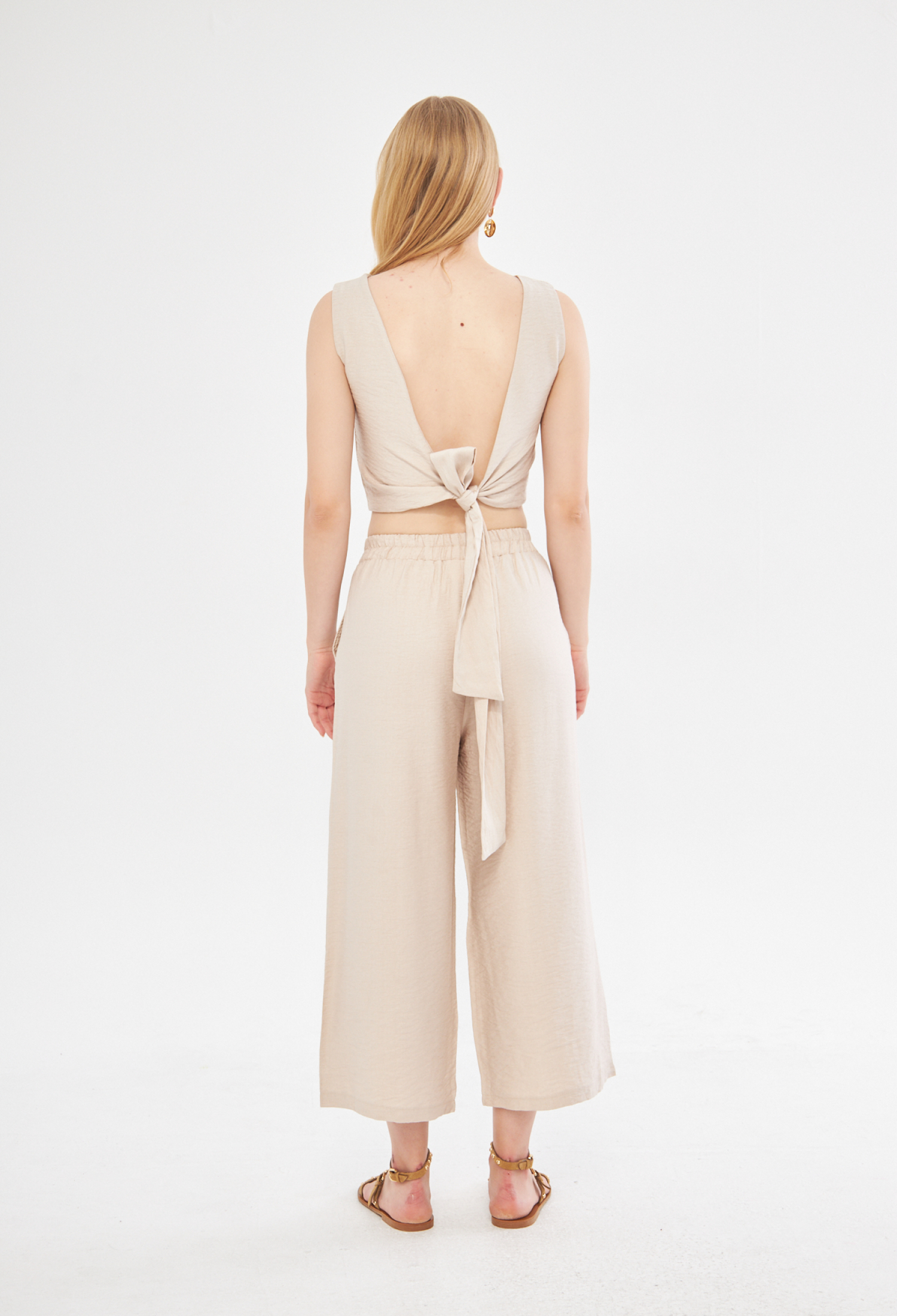 Comfy Closed Neck Open Back Belted Blouse In - Brand: Evable - Women & Kids, Baby Clothes Wholesale - TheBS Women