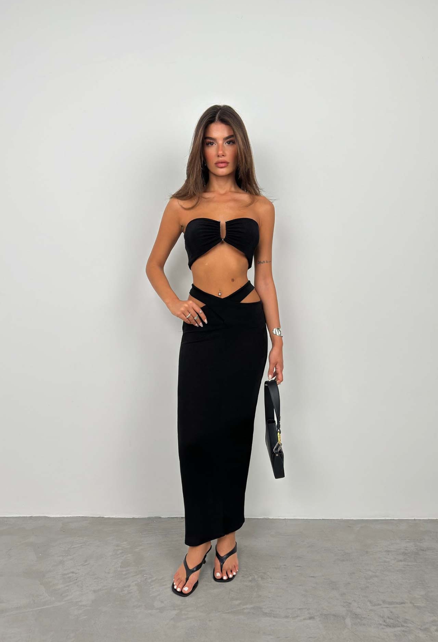 Cross Waist Maxi Skirt - Black - Brand: Black Fashion - Women & Kids, Baby Clothes Wholesale - TheBS Women