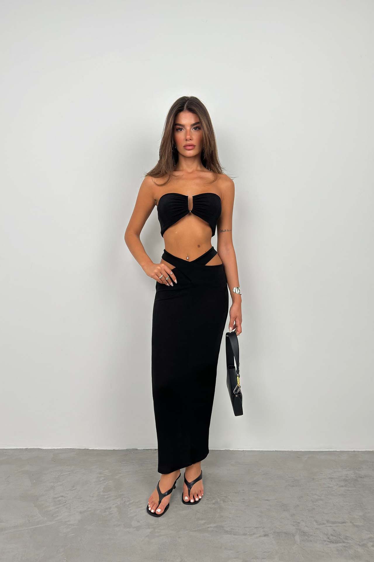 Cross Waist Maxi Skirt – Black – Brand: Black Fashion – Women & Kids, Baby Clothes Wholesale – TheBS Women