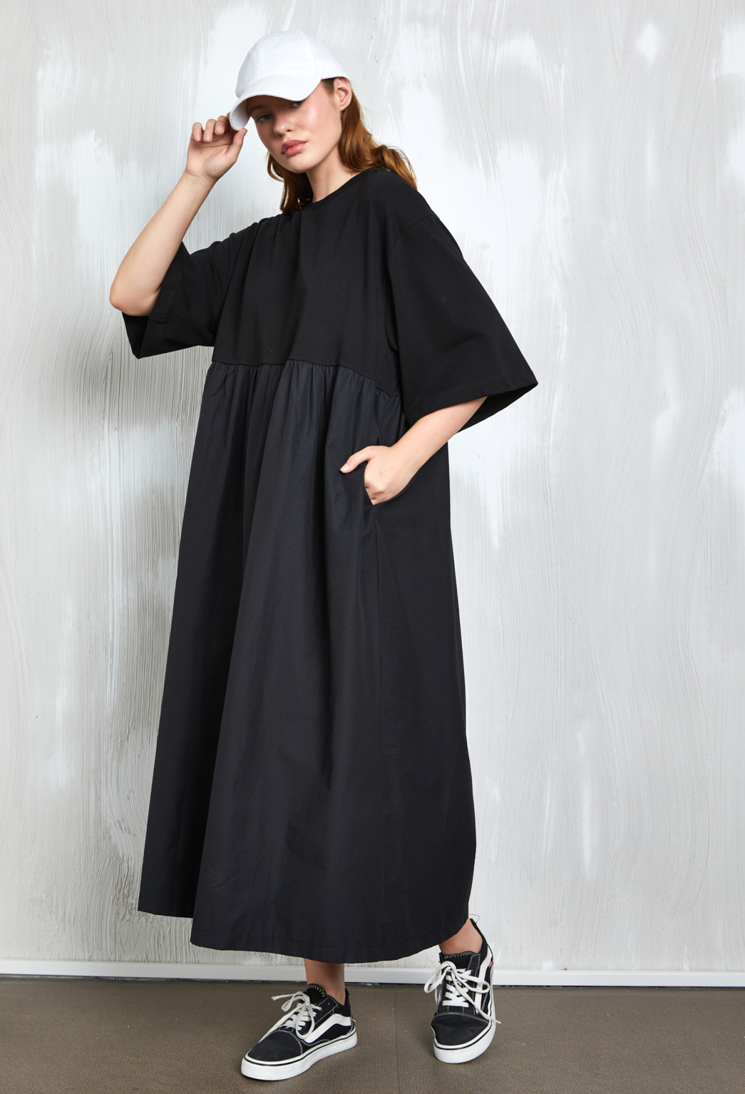 Combed Cotton Bottom Woven Oversize Long Dress 27258 - Brand: First Angels - Women & Kids, Baby Clothes Wholesale - TheBS Women