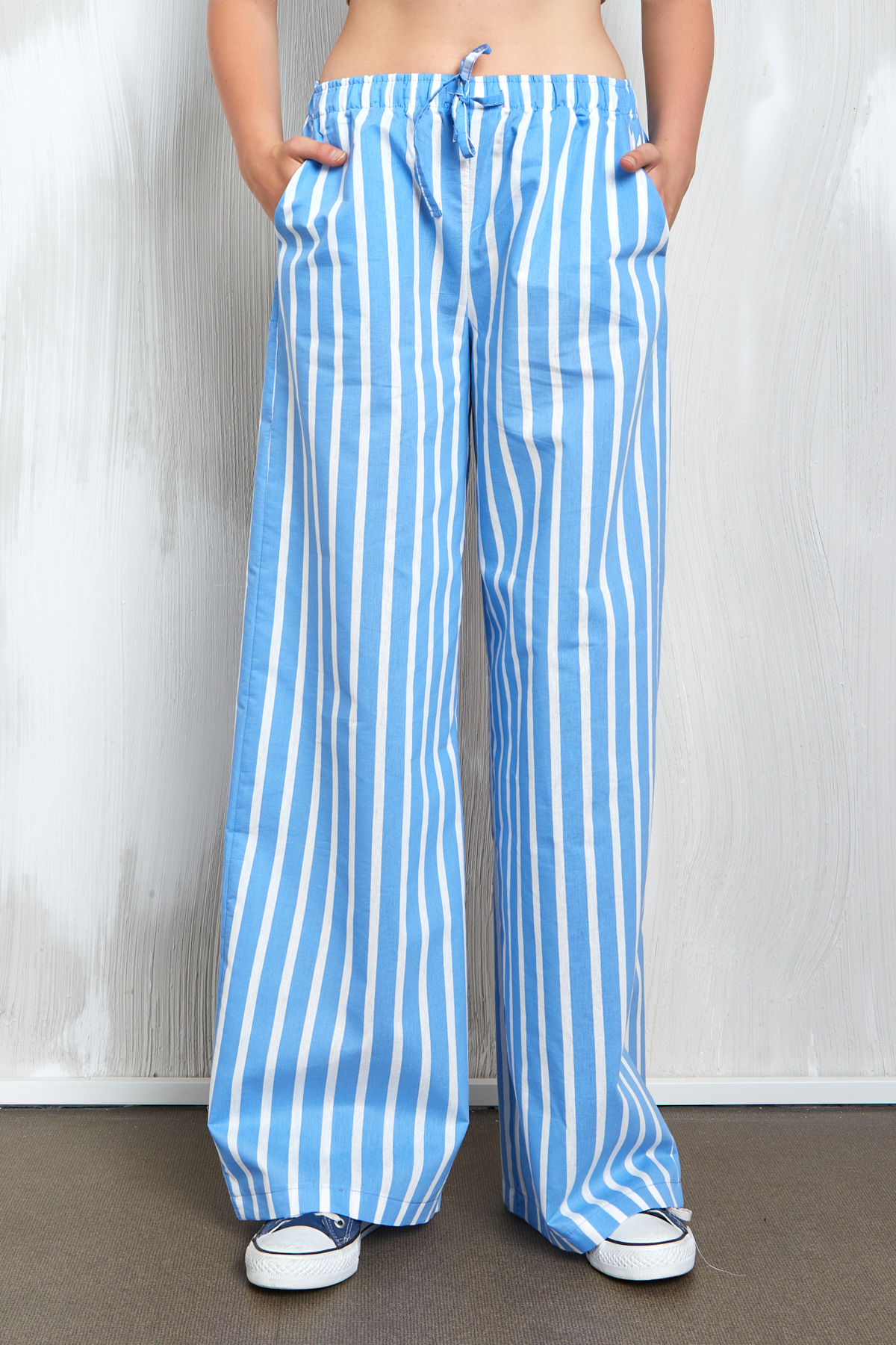 And White Striped 100% Cotton Elastic Waist Trousers 27370 – Brand: First Angels – Women & Kids, Baby Clothes Wholesale – TheBS Women