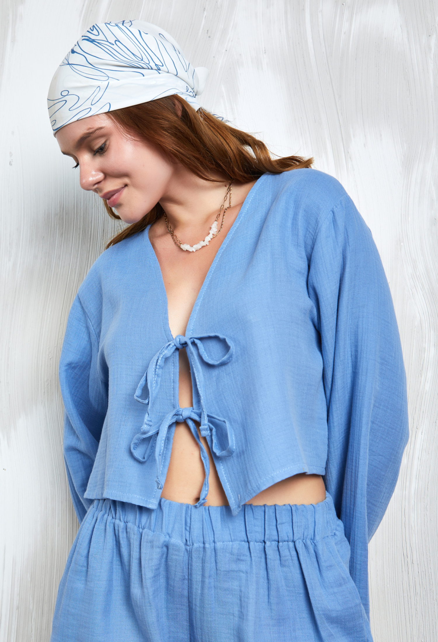 Muslin Fabric Front Tie Blouse 27355 - Brand: First Angels - Women & Kids, Baby Clothes Wholesale - TheBS Women