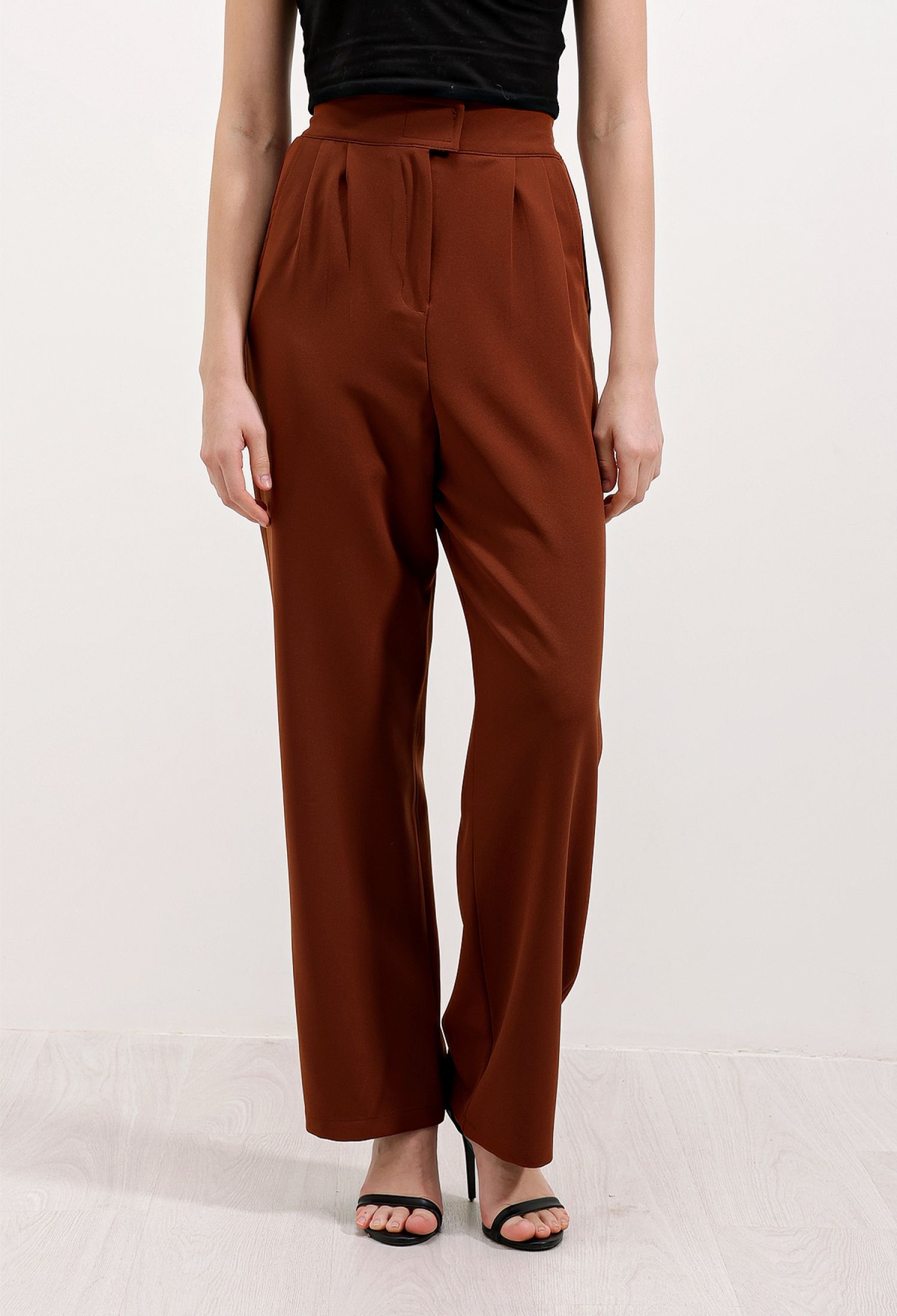 Brown High Waist Fabric Trousers 6612 - Brand: Bigdart - Women & Kids, Baby Clothes Wholesale - TheBS Women