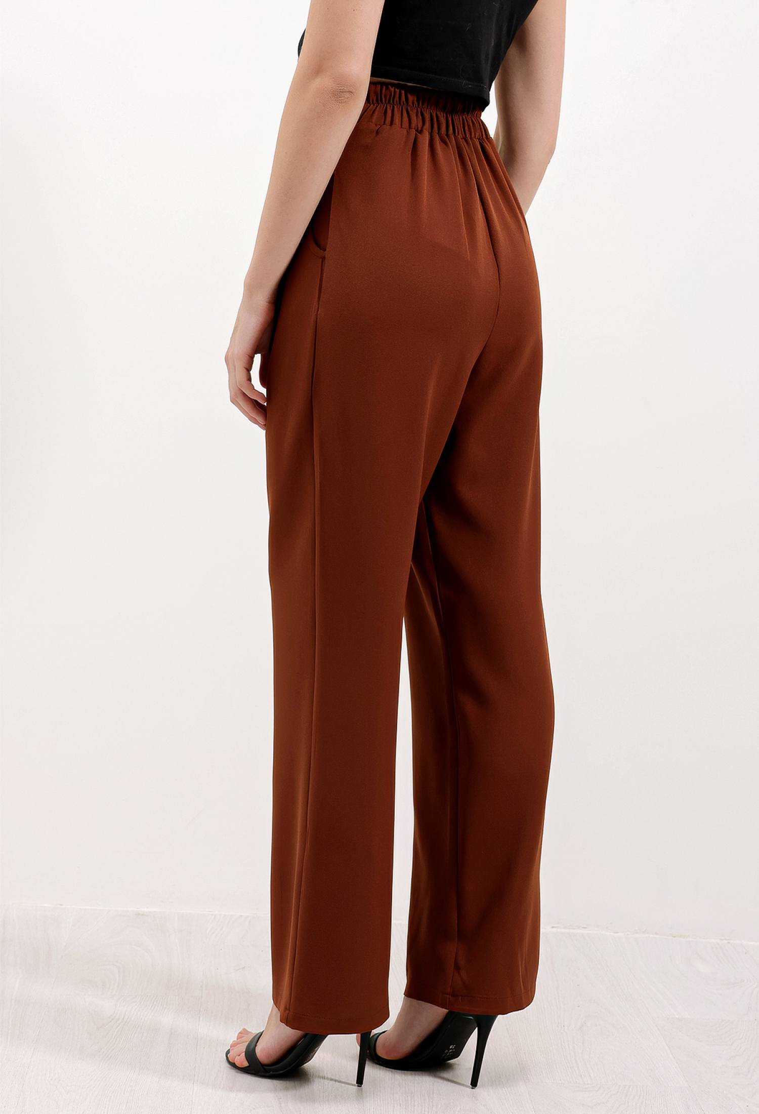 Brown High Waist Fabric Trousers 6612 - Brand: Bigdart - Women & Kids, Baby Clothes Wholesale - TheBS Women