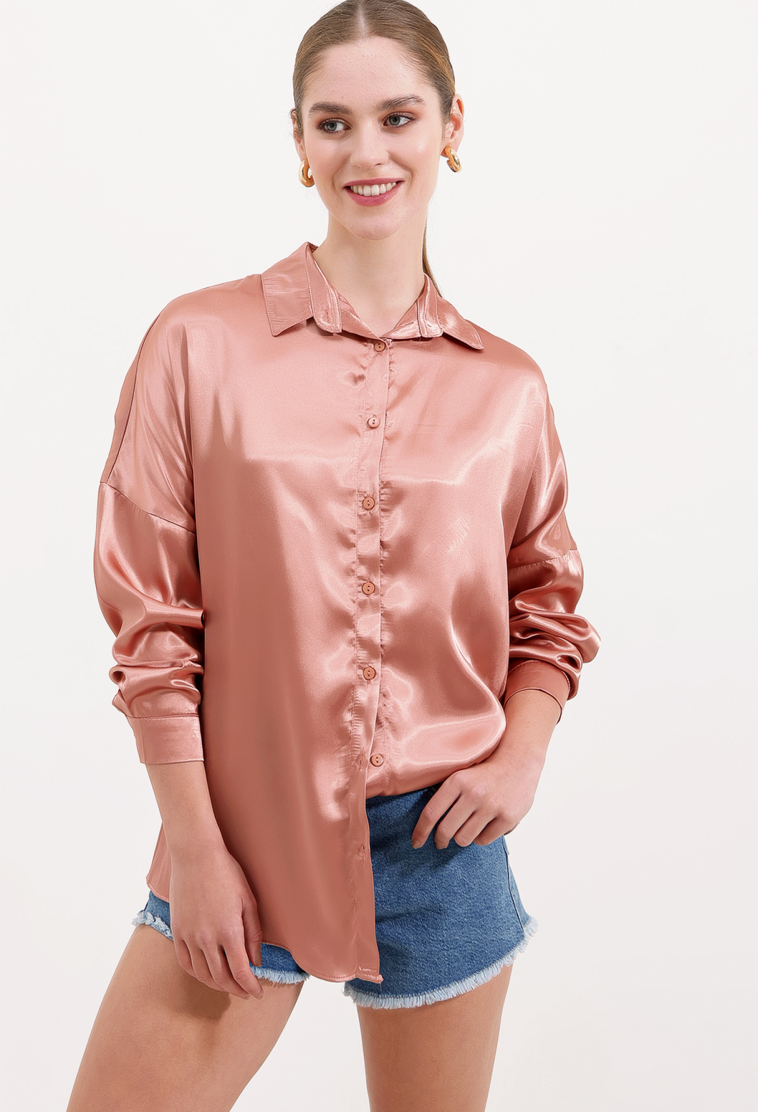 Oversize Satin Shirt - Brand: Bigdart - Women & Kids, Baby Clothes Wholesale - TheBS Women