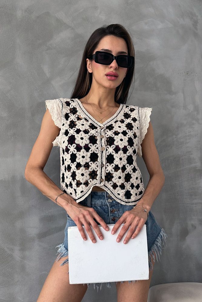 Stone Black Buttoned Vest - Brand: Topshow - Women & Kids, Baby Clothes Wholesale - TheBS Women