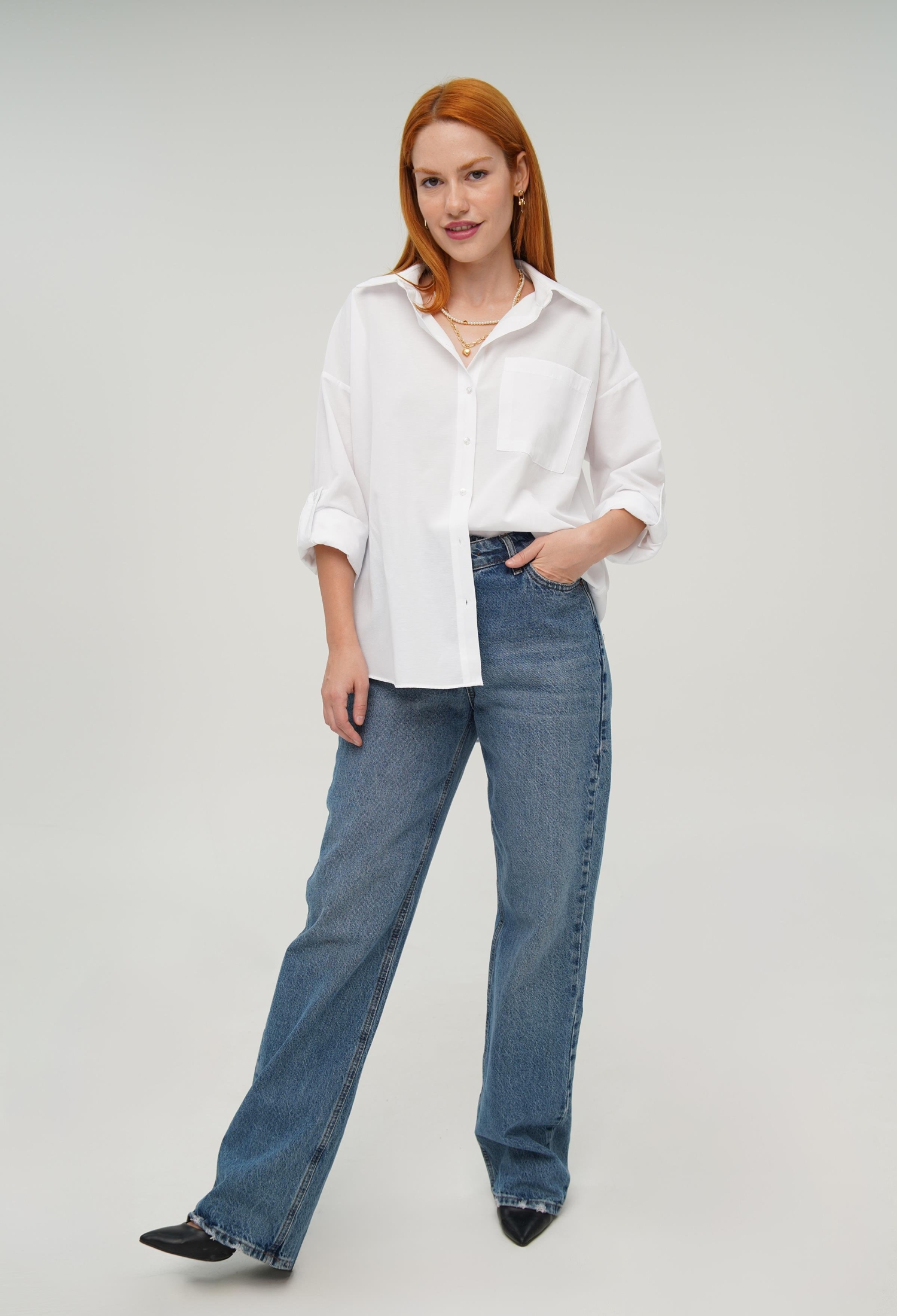 Single Pocket Wholesale Ecru Shirt - Brand: Lustrin - Women & Kids, Baby Clothes Wholesale - TheBS Women