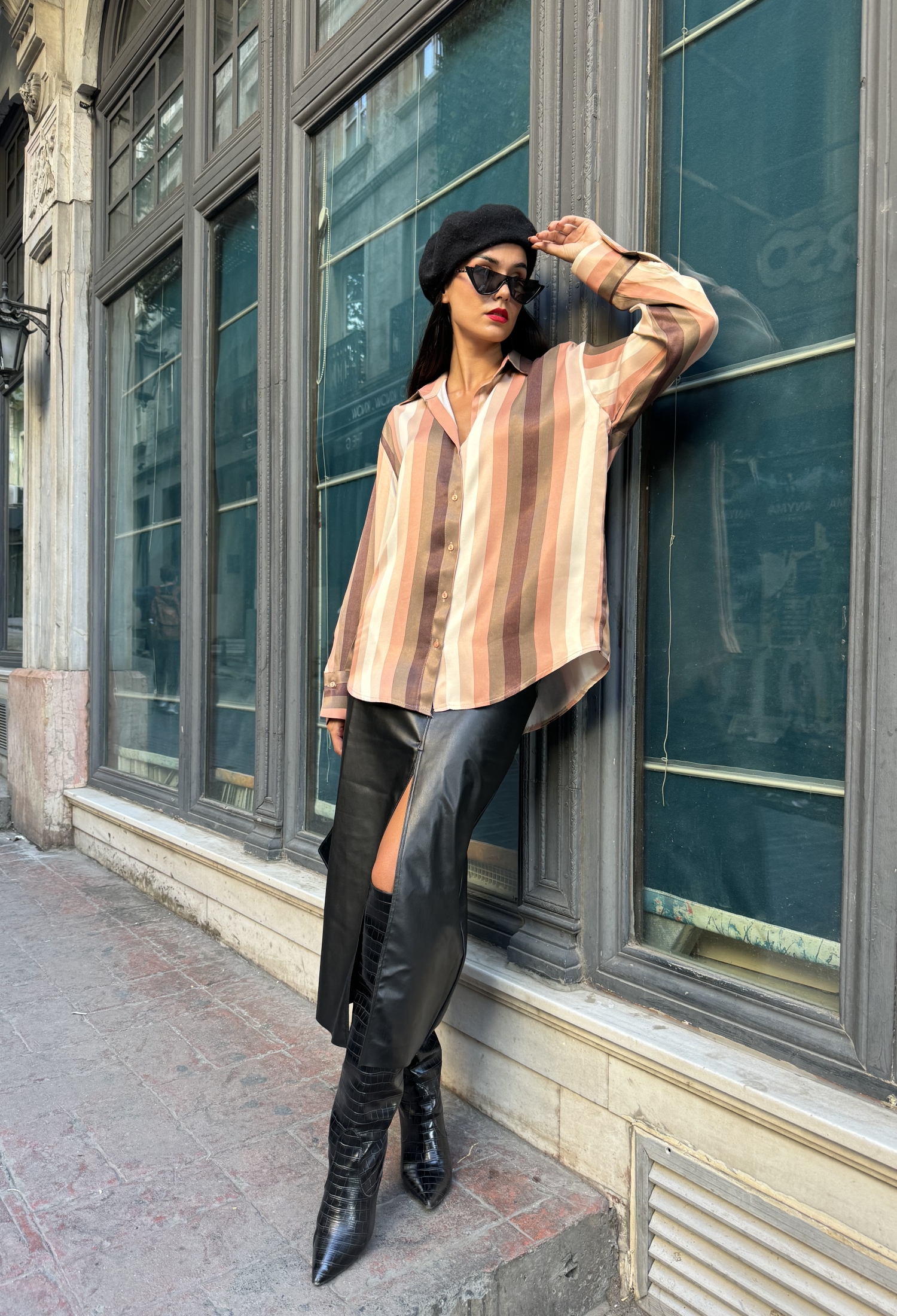 Salmon Satin Printed Oversize Shirt - Brand: First Angels - Women & Kids, Baby Clothes Wholesale - TheBS Women