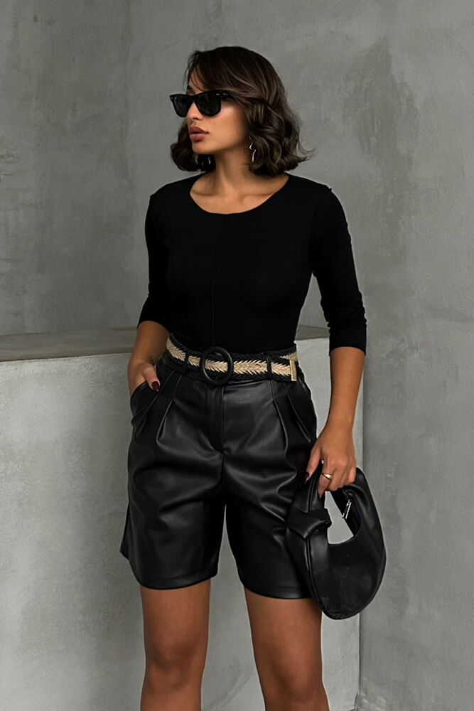 Belted Leather Shorts - Brand: Topshow - Women & Kids, Baby Clothes Wholesale - TheBS Women