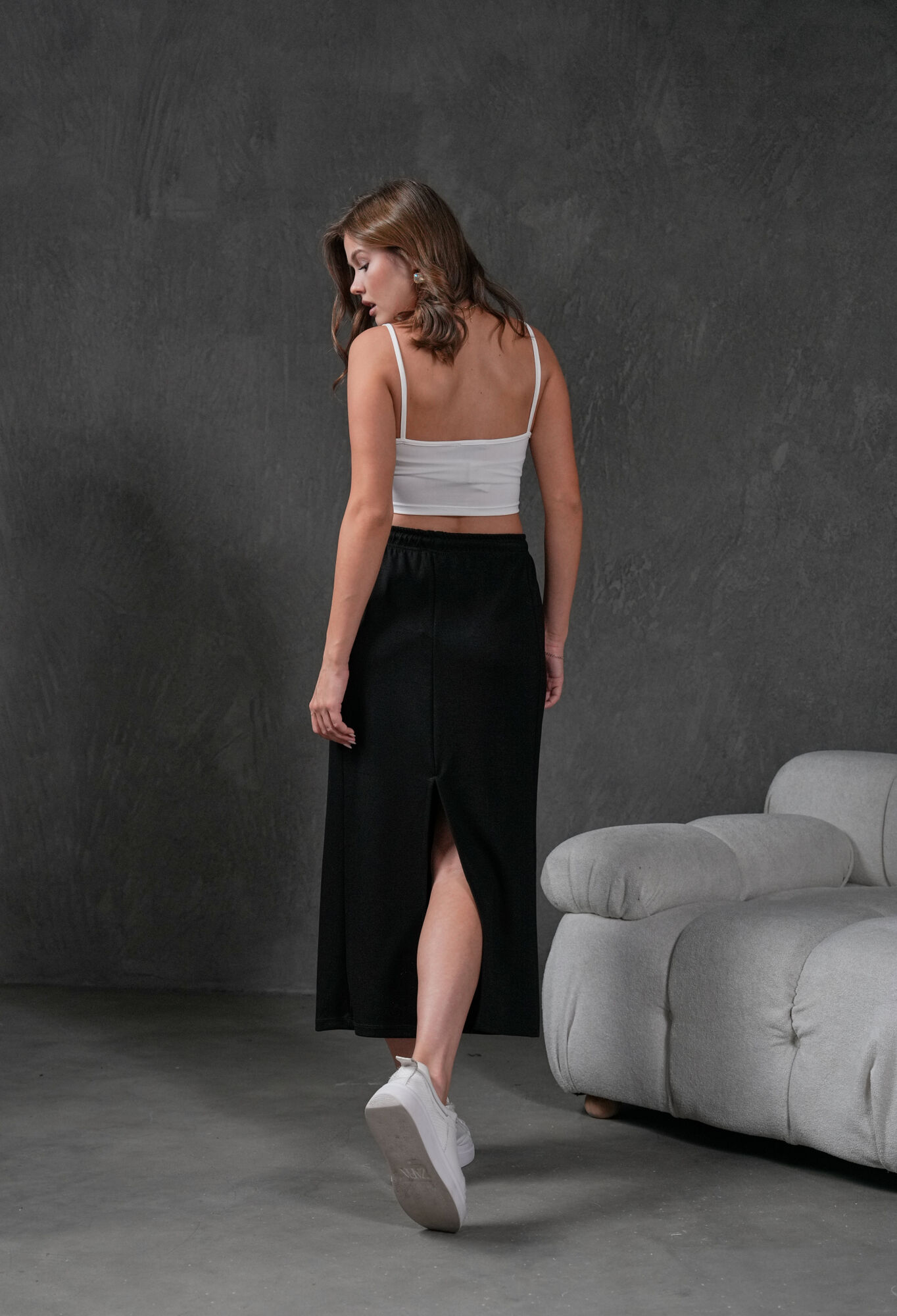 Modal Elastic Waist Slit Long Skirt 28035 - Brand: First Angels - Women & Kids, Baby Clothes Wholesale - TheBS Women