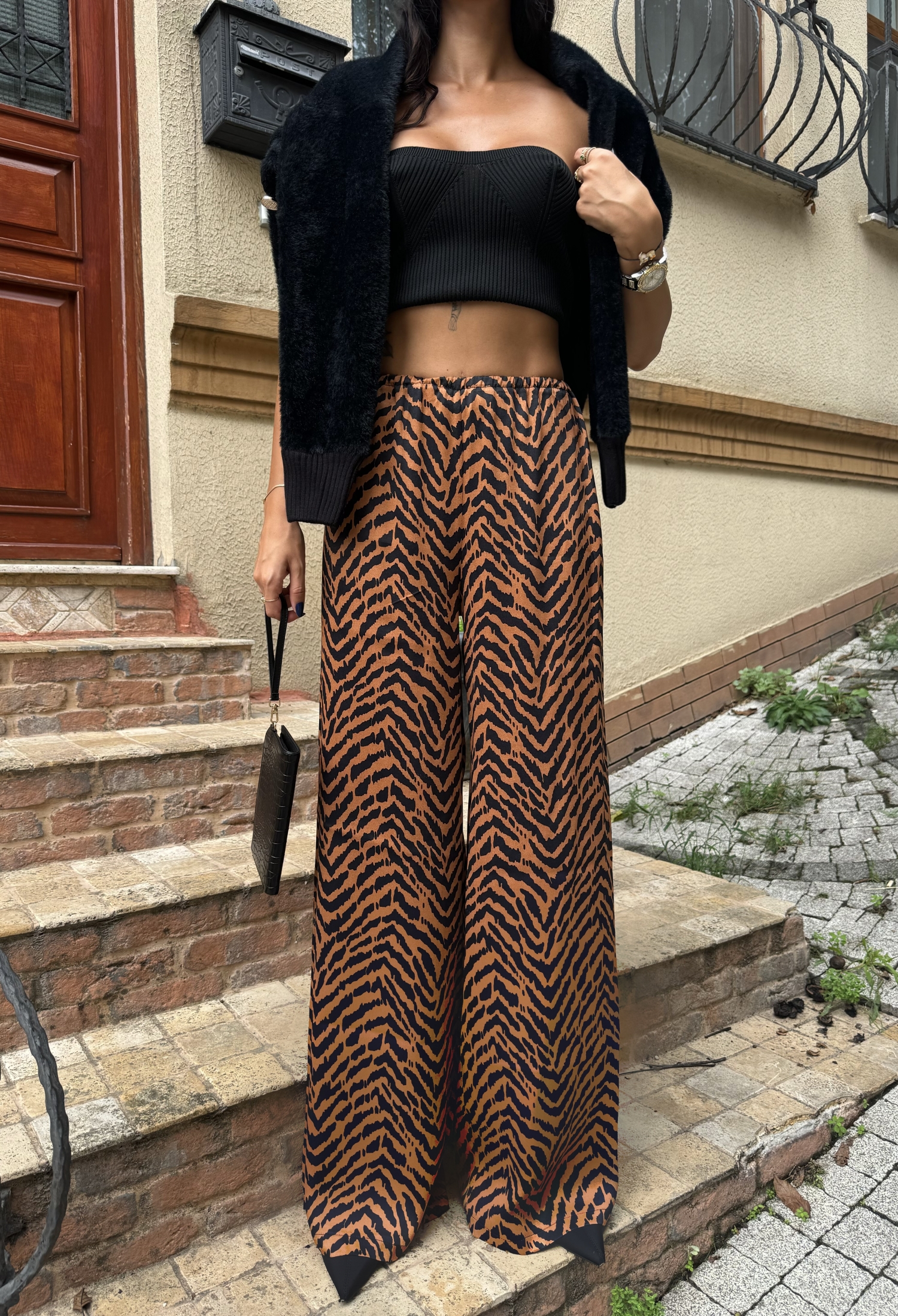 Satin Patterned Wide Leg Trousers - Brand: First Angels - Women & Kids, Baby Clothes Wholesale - TheBS Women