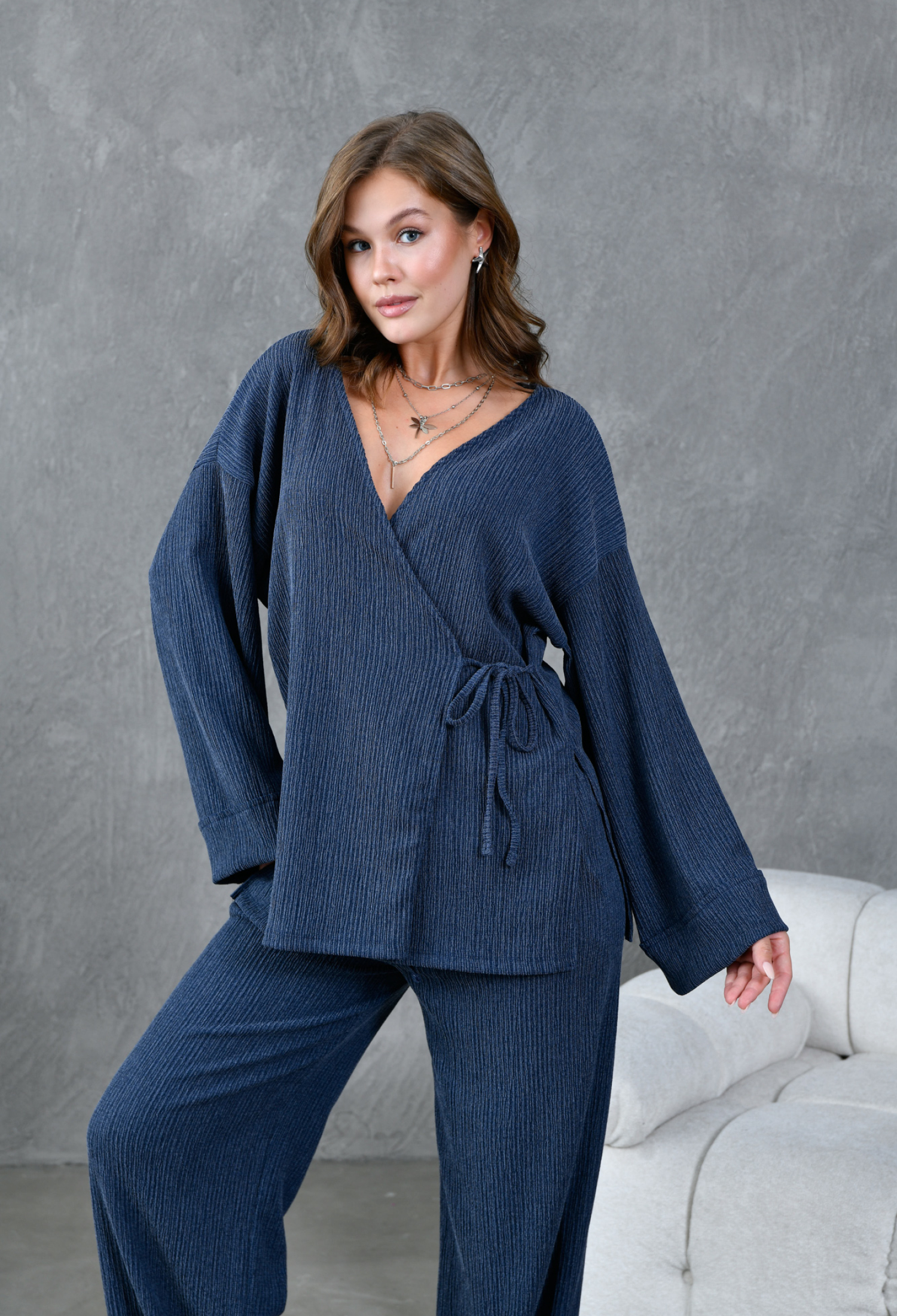 Crinkle Fabric Kimono 28174 - Brand: First Angels - Women & Kids, Baby Clothes Wholesale - TheBS Women