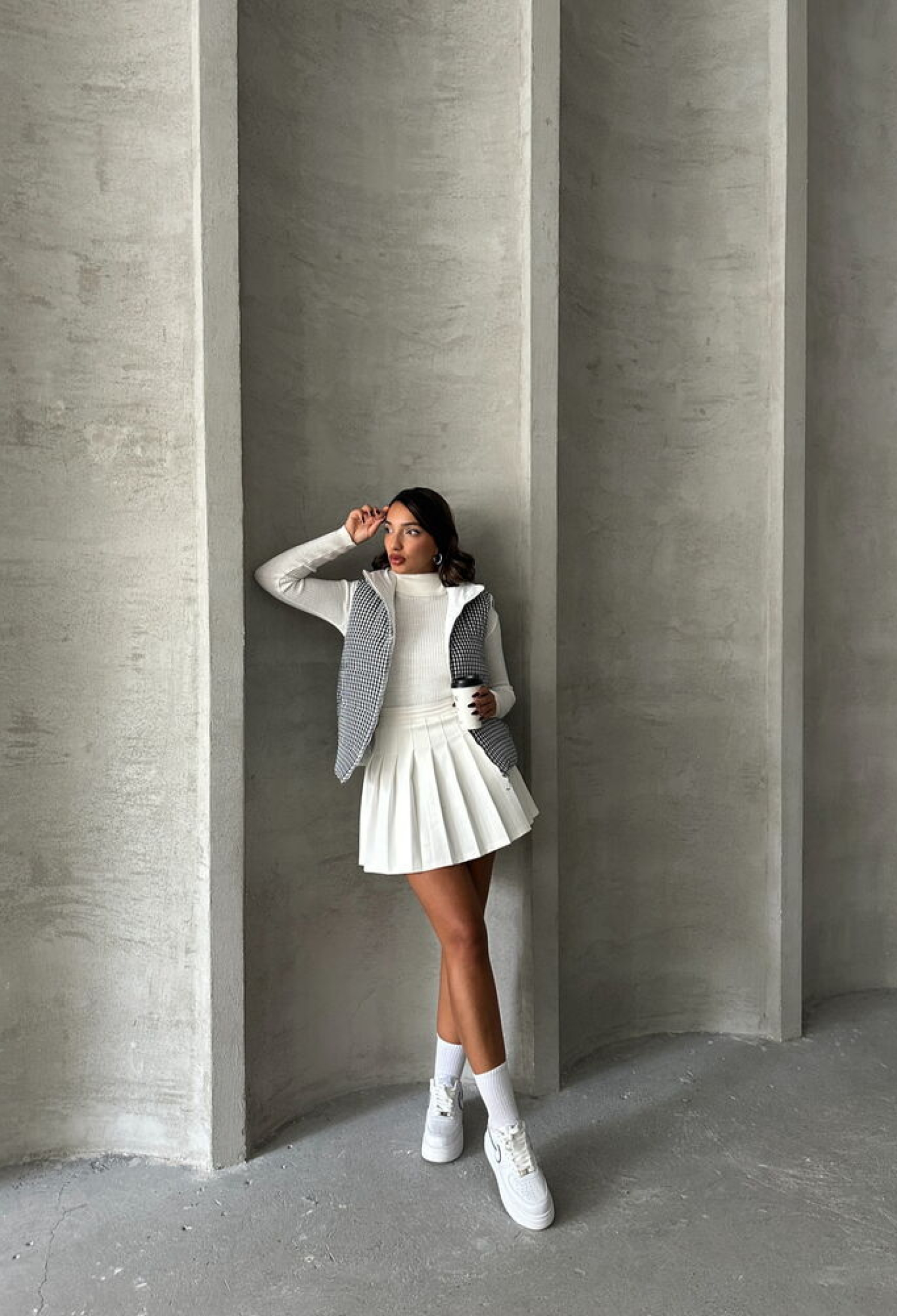 Houndstooth Patterned Fiber Puffer Vest - Brand: Topshow - Women & Kids, Baby Clothes Wholesale - TheBS Women