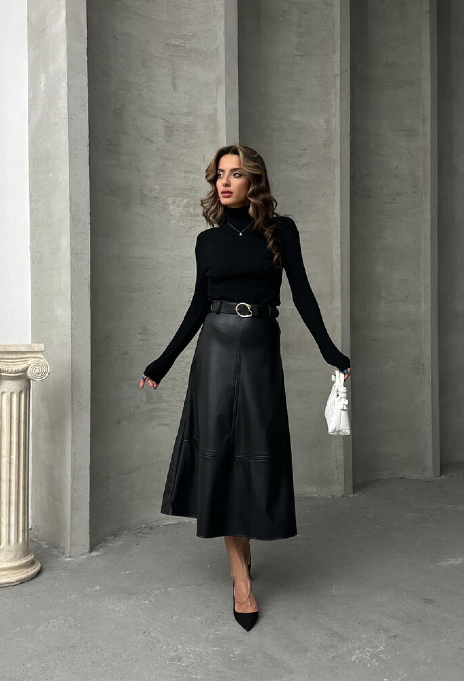 Leather Belted Skirt - Brand: Topshow - Women & Kids, Baby Clothes Wholesale - TheBS Women