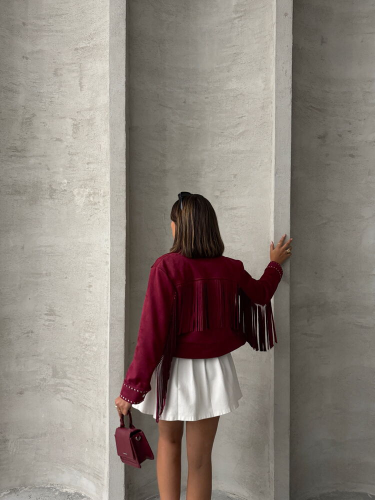 Burgundy Tassel Drop Wholesale Coat – Brand: Topshow – Women & Kids, Baby Clothes Wholesale – TheBS Women