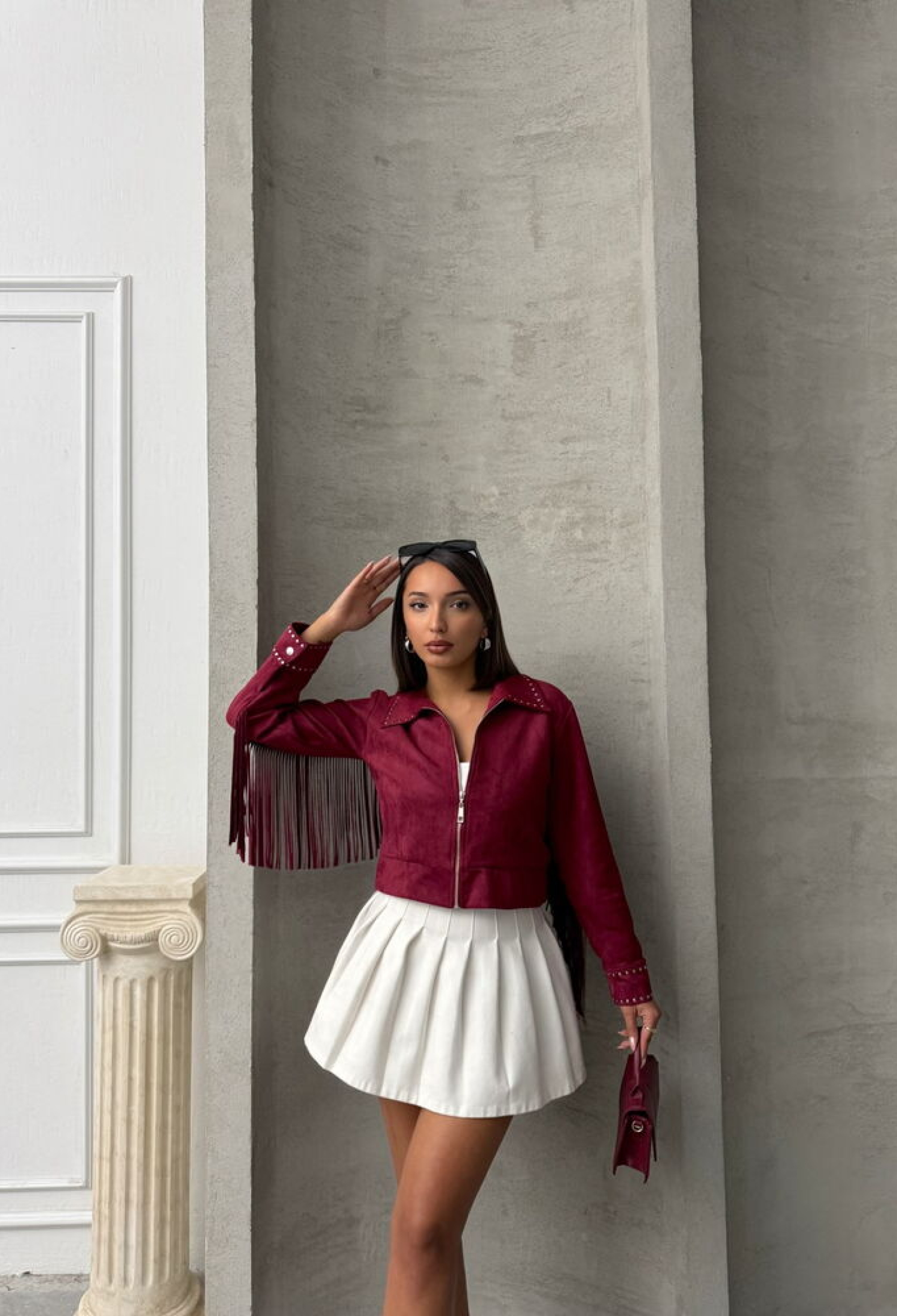 Burgundy Tassel Drop Wholesale Coat - Brand: Topshow - Women & Kids, Baby Clothes Wholesale - TheBS Women