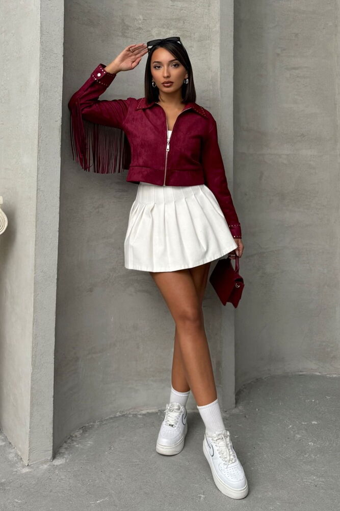 Burgundy Tassel Drop Wholesale Coat – Brand: Topshow – Women & Kids, Baby Clothes Wholesale – TheBS Women