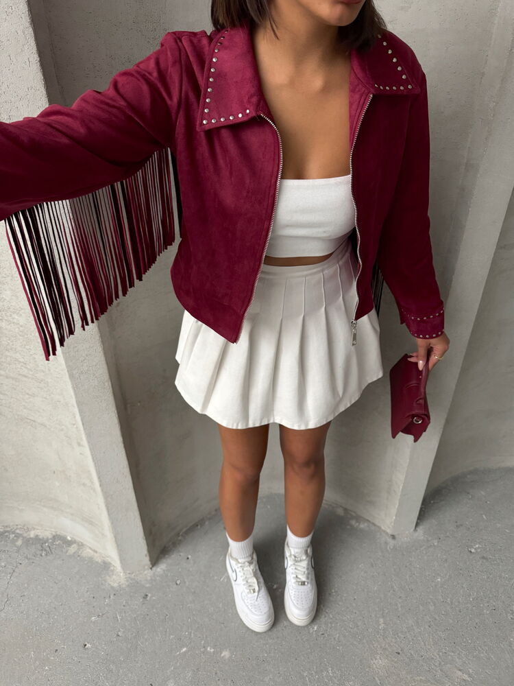 Burgundy Tassel Drop Wholesale Coat – Brand: Topshow – Women & Kids, Baby Clothes Wholesale – TheBS Women