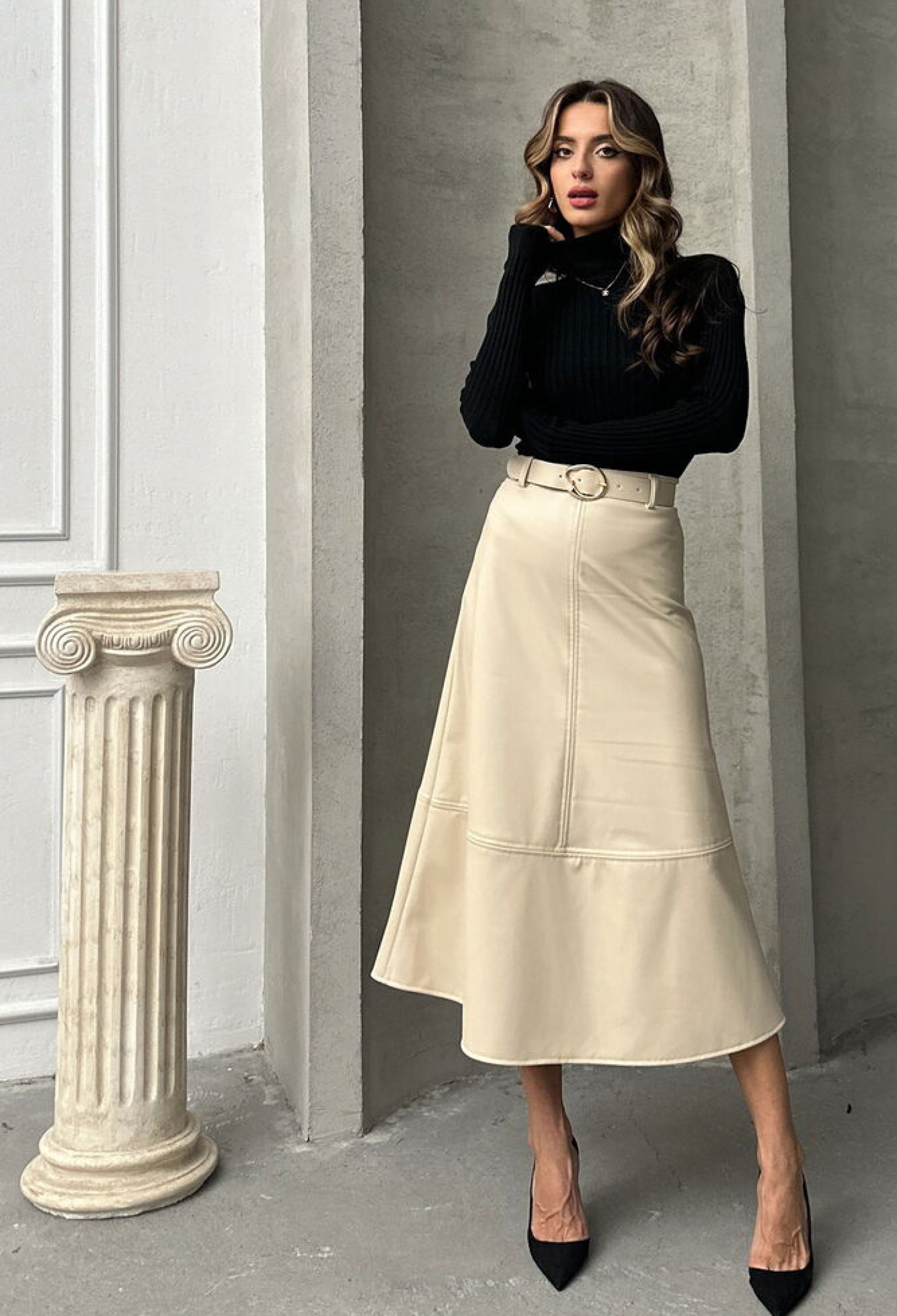 Leather Belted Skirt - Brand: Topshow - Women & Kids, Baby Clothes Wholesale - TheBS Women
