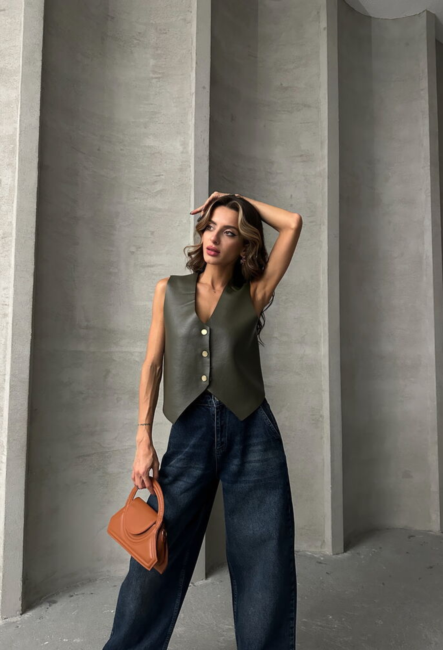 Button Detailed Leather Vest - Brand: Topshow - Women & Kids, Baby Clothes Wholesale - TheBS Women