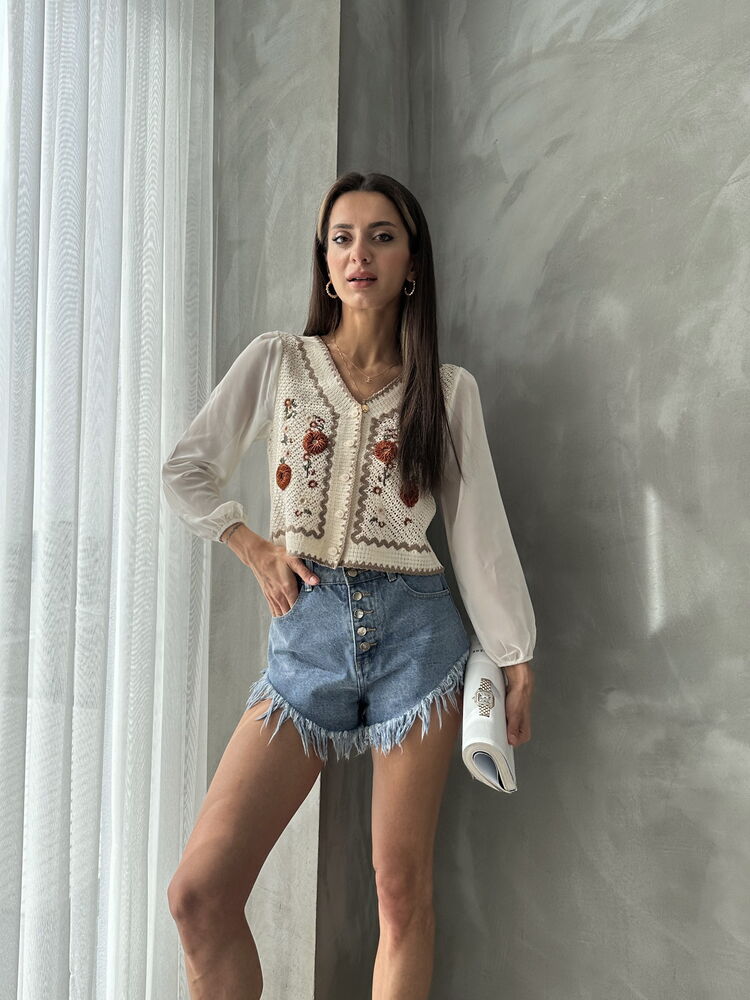 Buttoned Short Cardigan- Stone – Brand: Topshow – Women & Kids, Baby Clothes Wholesale – TheBS Women