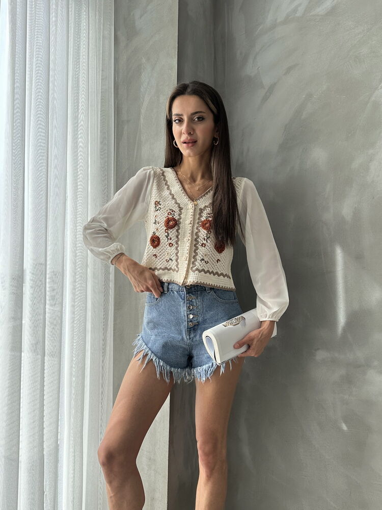 Buttoned Short Cardigan- Stone – Brand: Topshow – Women & Kids, Baby Clothes Wholesale – TheBS Women